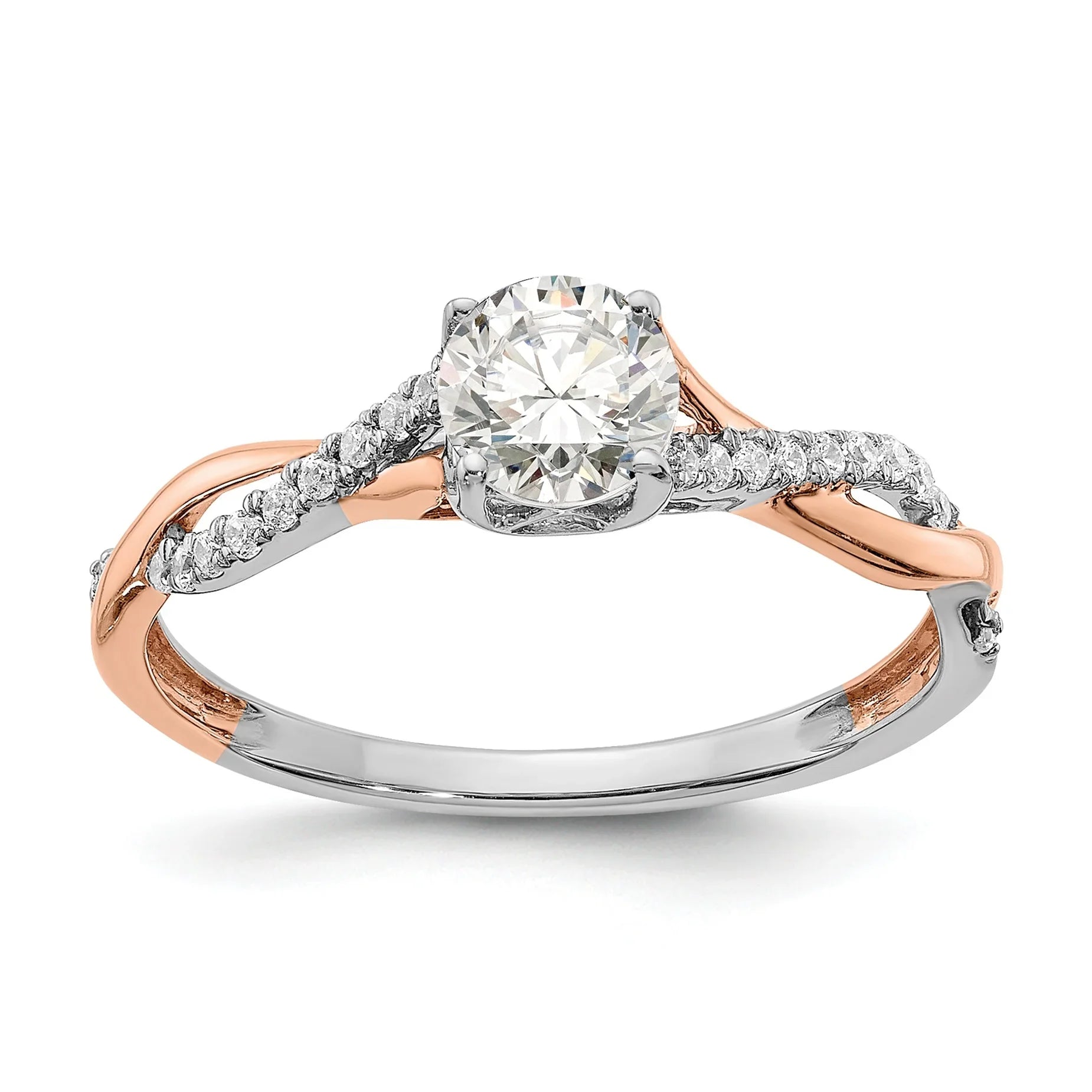 14k Two-tone Gold Lab Grown Diamond Bypass Engagement Ring 0.62 carat - Fine Diamond