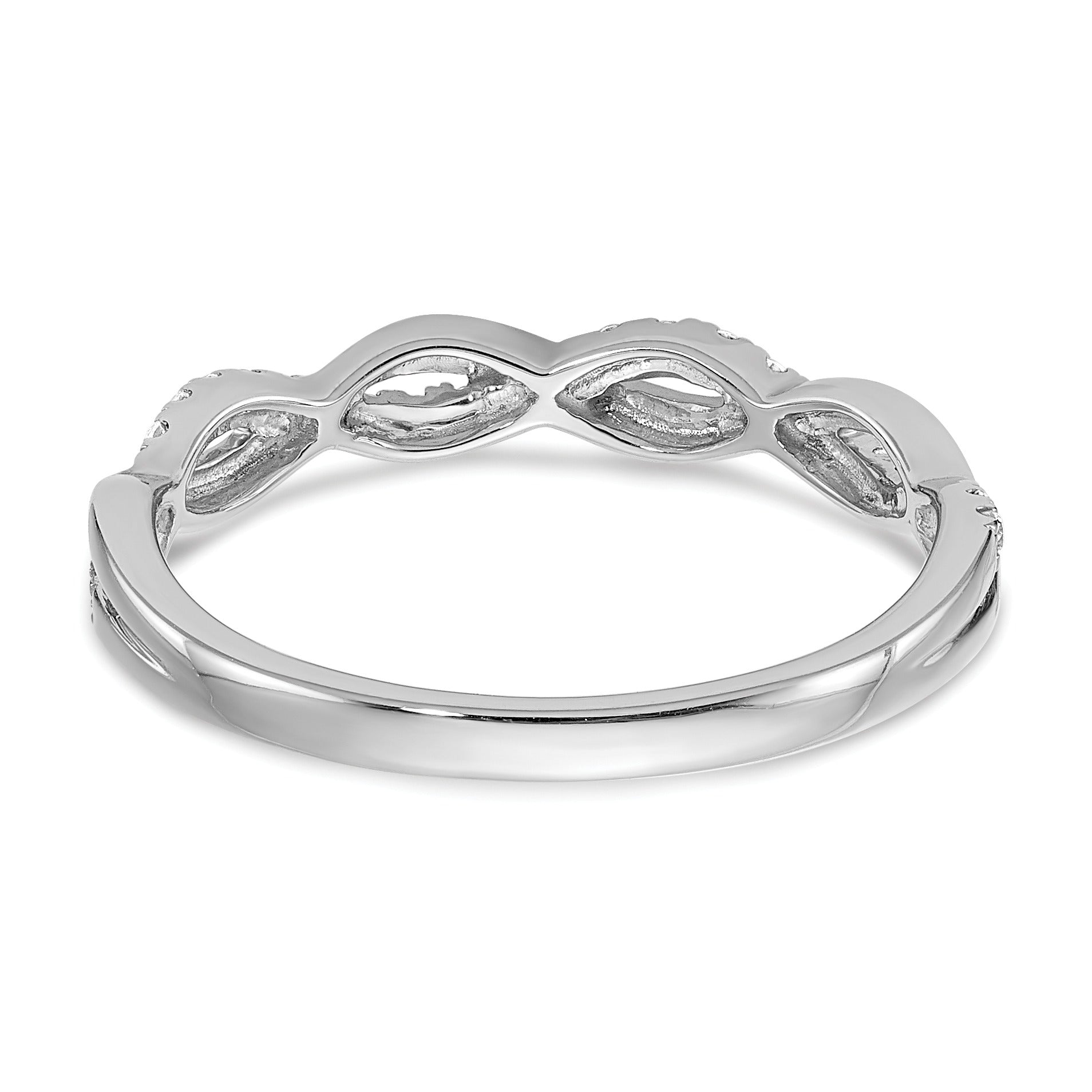 10K White Gold Diamond Round Twisted Wedding Band