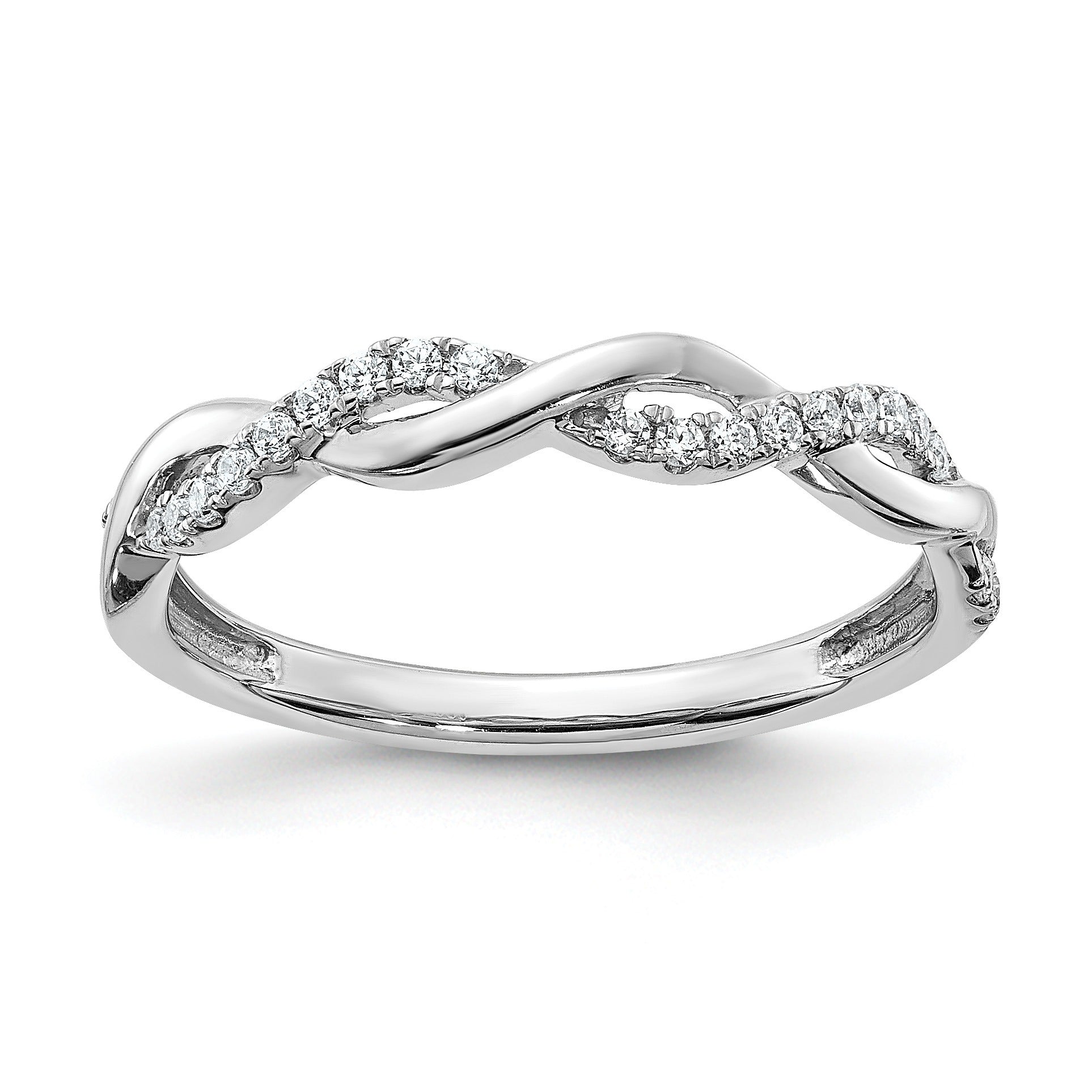 10K White Gold Diamond Round Twisted Wedding Band