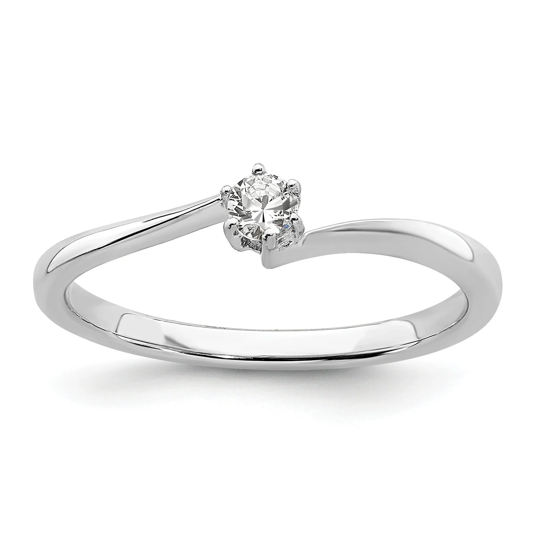 14K White Gold Lab Grown Diamond Petite Round Engagement Ring 0.115 Ct - Fine Diamond