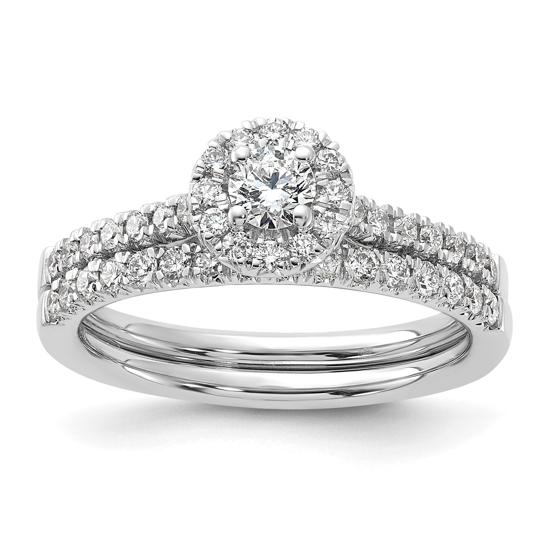 Lab Grown Diamond Halo Pave Ring 14K White Gold