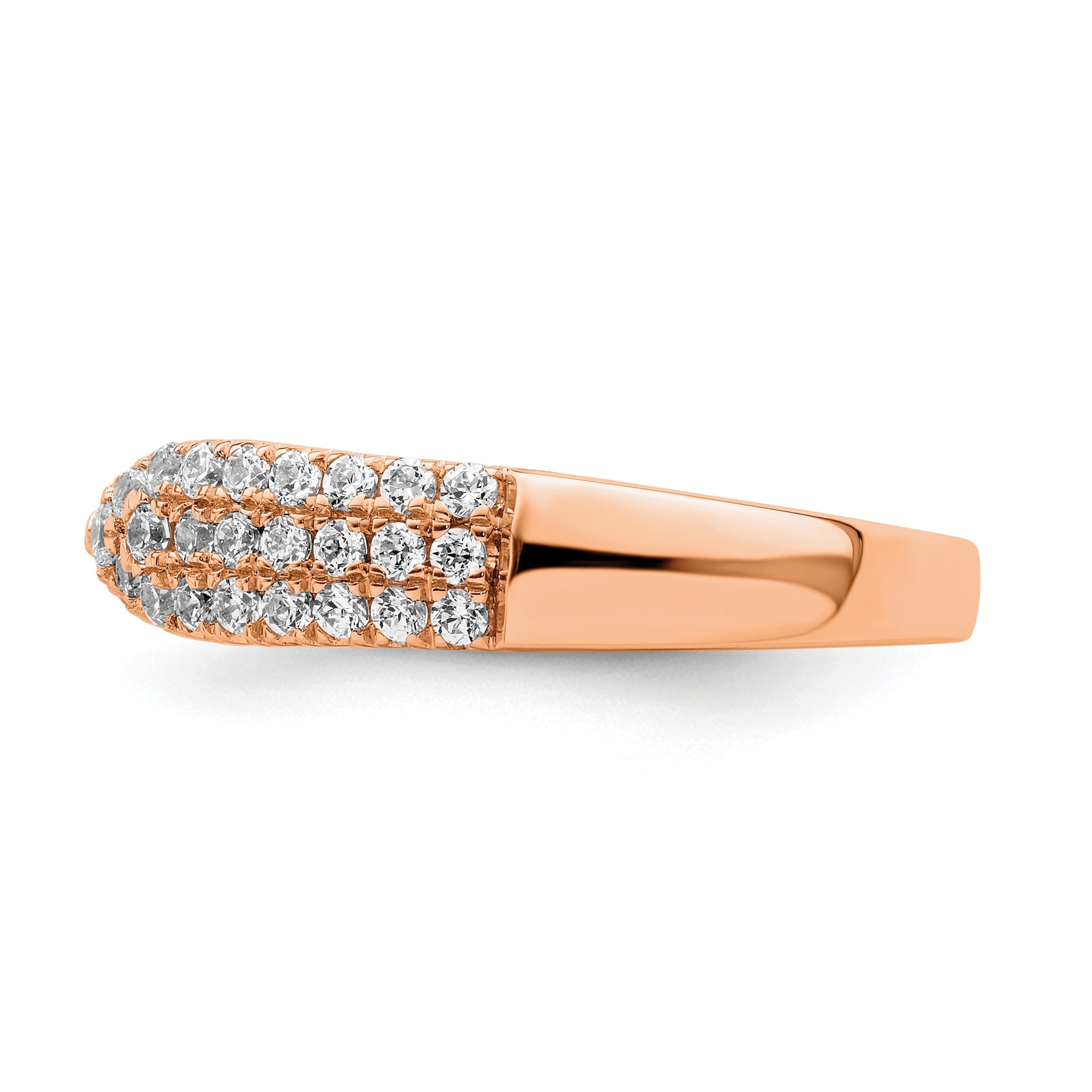 IGI Certified 0.50 Ct Round Lab Diamond Pavé 14K Rose Gold Open Cuff Wedding Enhancer Band