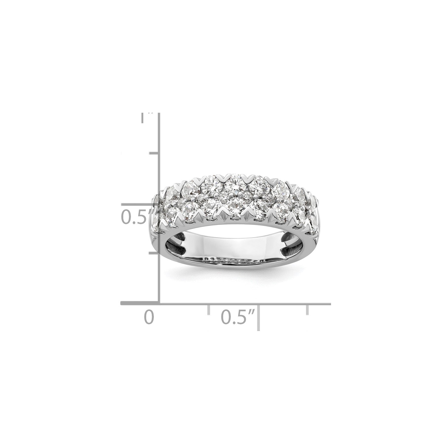 14k White Gold Lab Grown Diamond Double Row Wedding Band