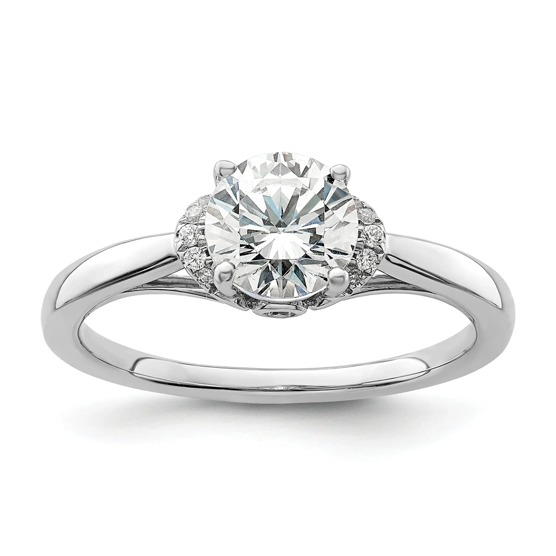 14k White Gold Lab Grown Diamond Round Semi Mount Solitaire Ring 1 Ct - Fine Diamond
