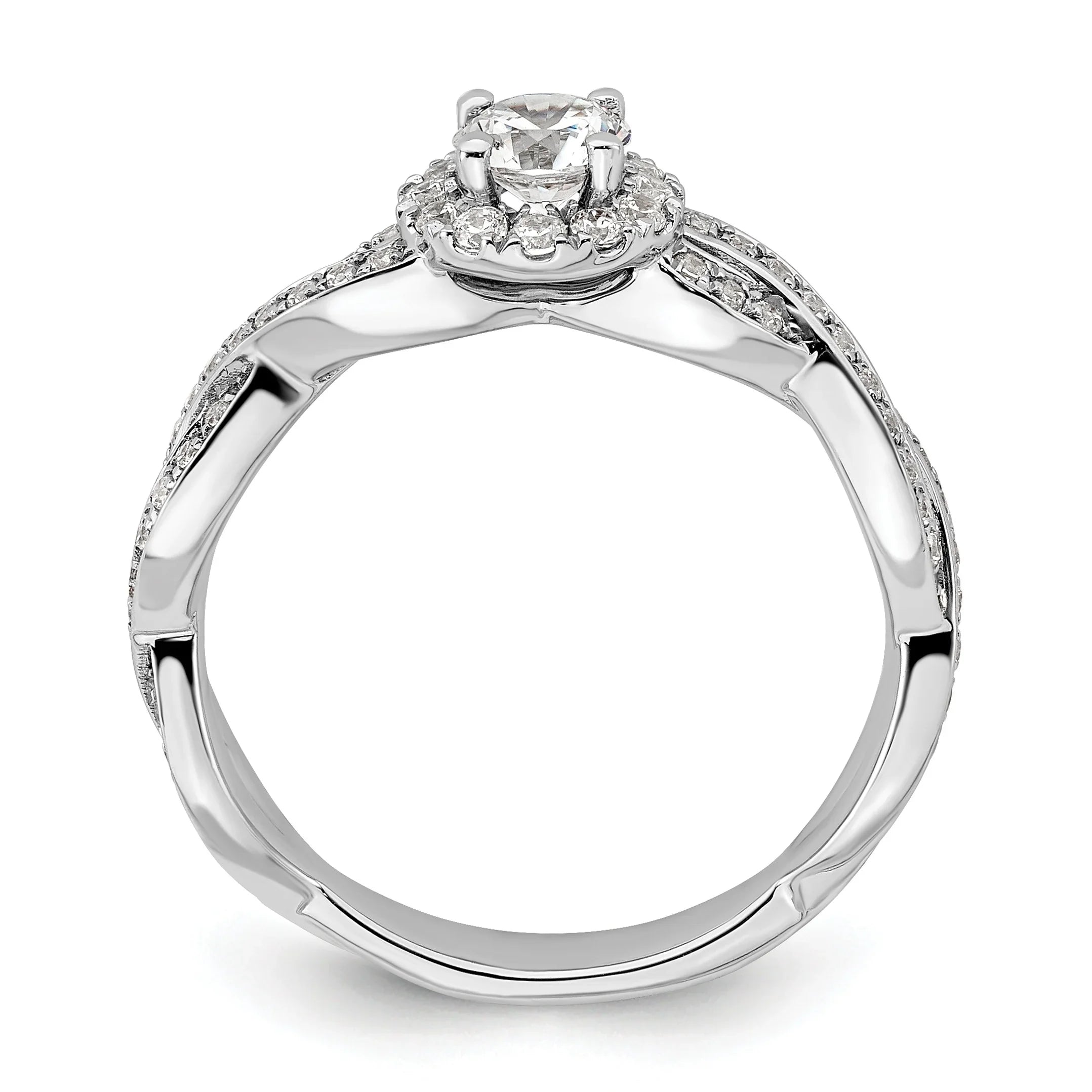 White Gold Lab Grown Diamond Round Halo Infinity Engagement Ring 0.75 ct - Fine Diamond