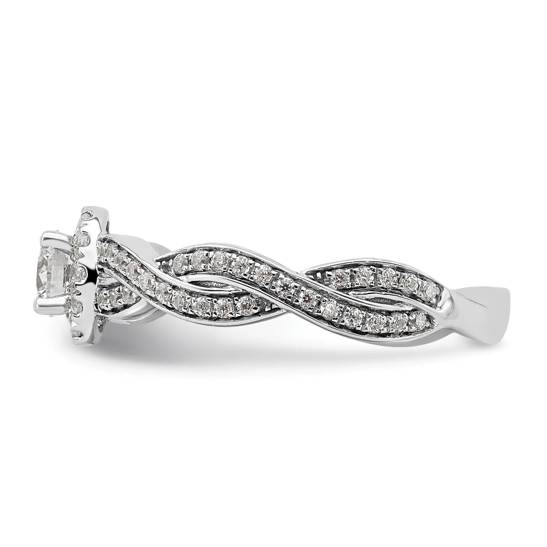 White Gold Lab Grown Diamond Round Halo Infinity Engagement Ring 0.75 ct - Fine Diamond