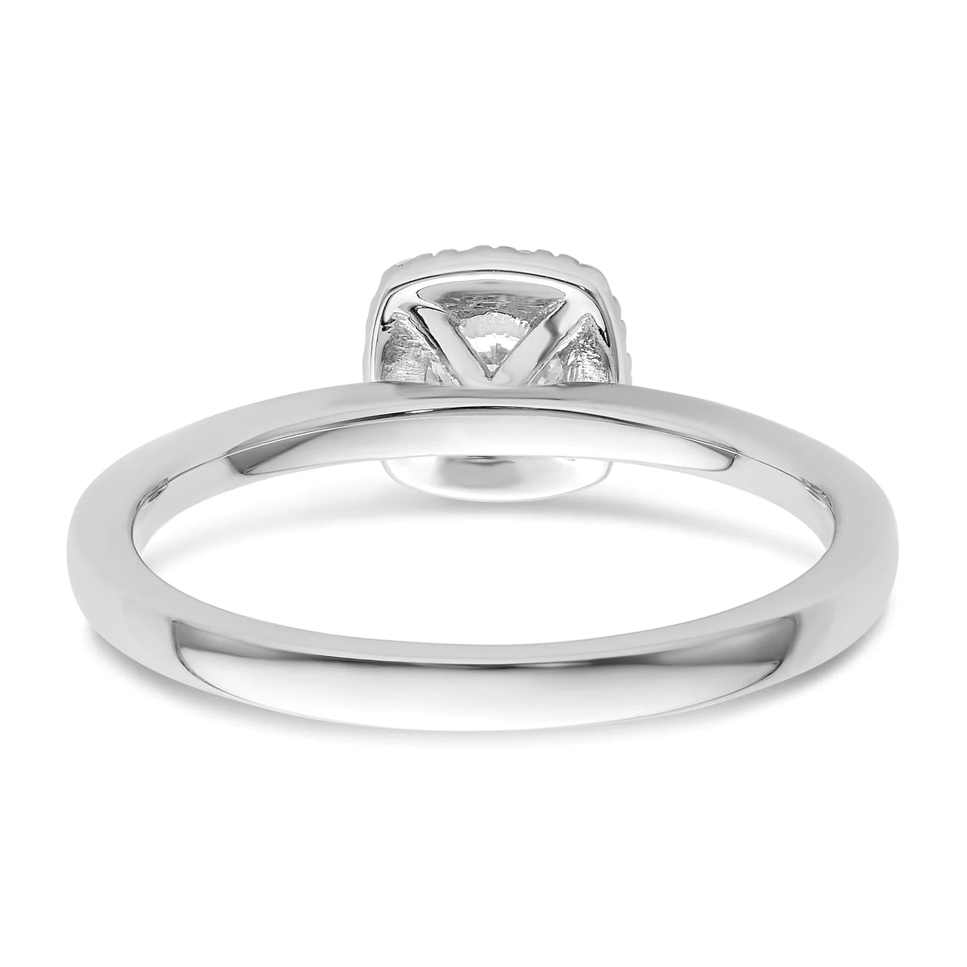 14k White Gold Lab Grown Diamond Petite Halo Engagement Ring 0.37 ct - Fine Diamond