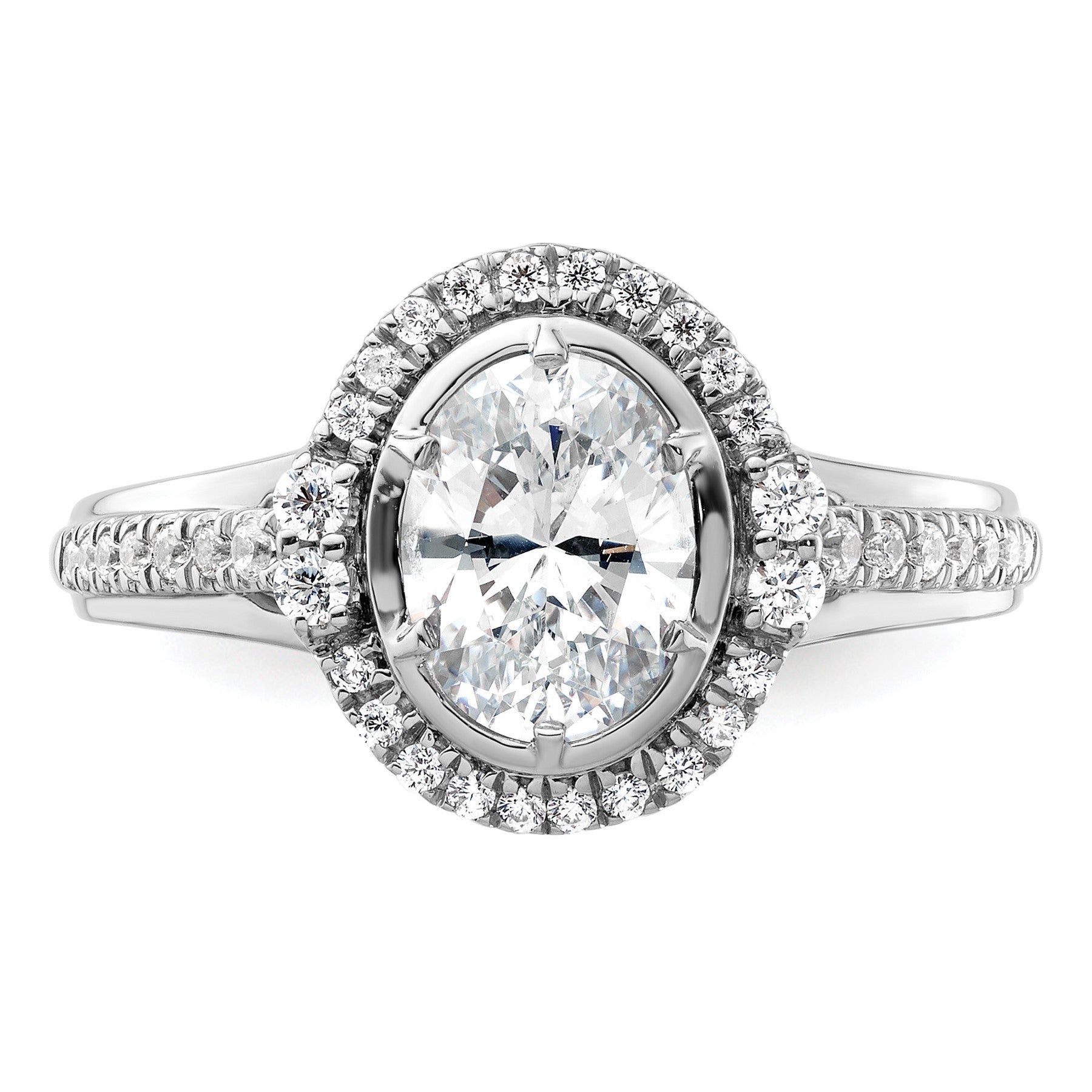 14K White Gold Lab Grown Diamond Semi-Mount Oval Halo Engagement Ring 1/3 Ct