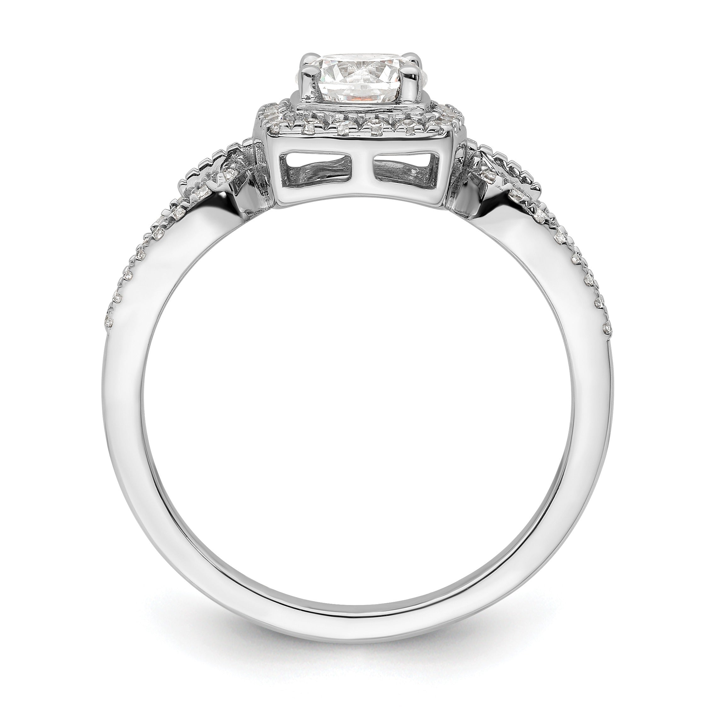 14k White Gold Lab Created Diamond Halo Engagement Ring