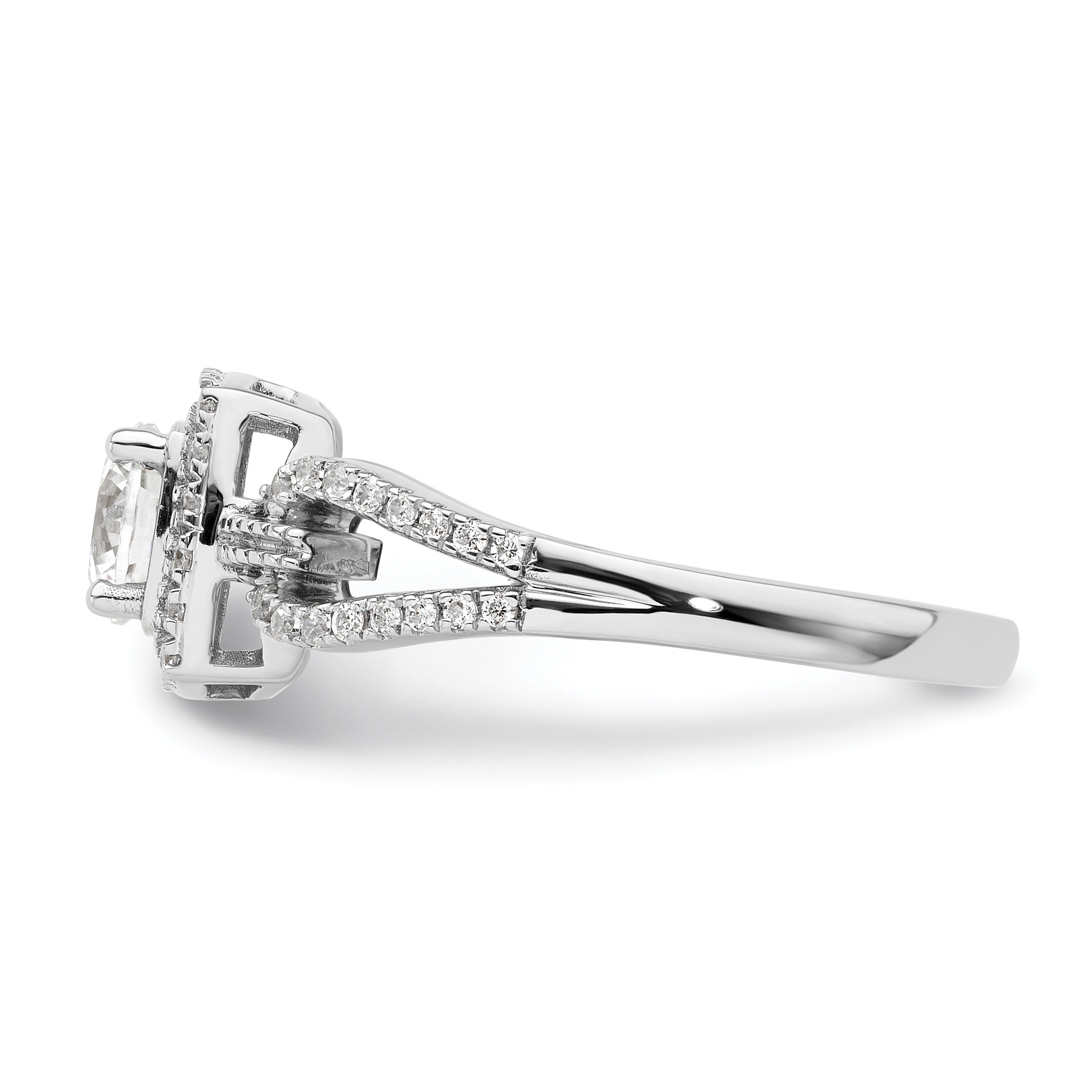 14k White Gold Lab Created Diamond Halo Engagement Ring