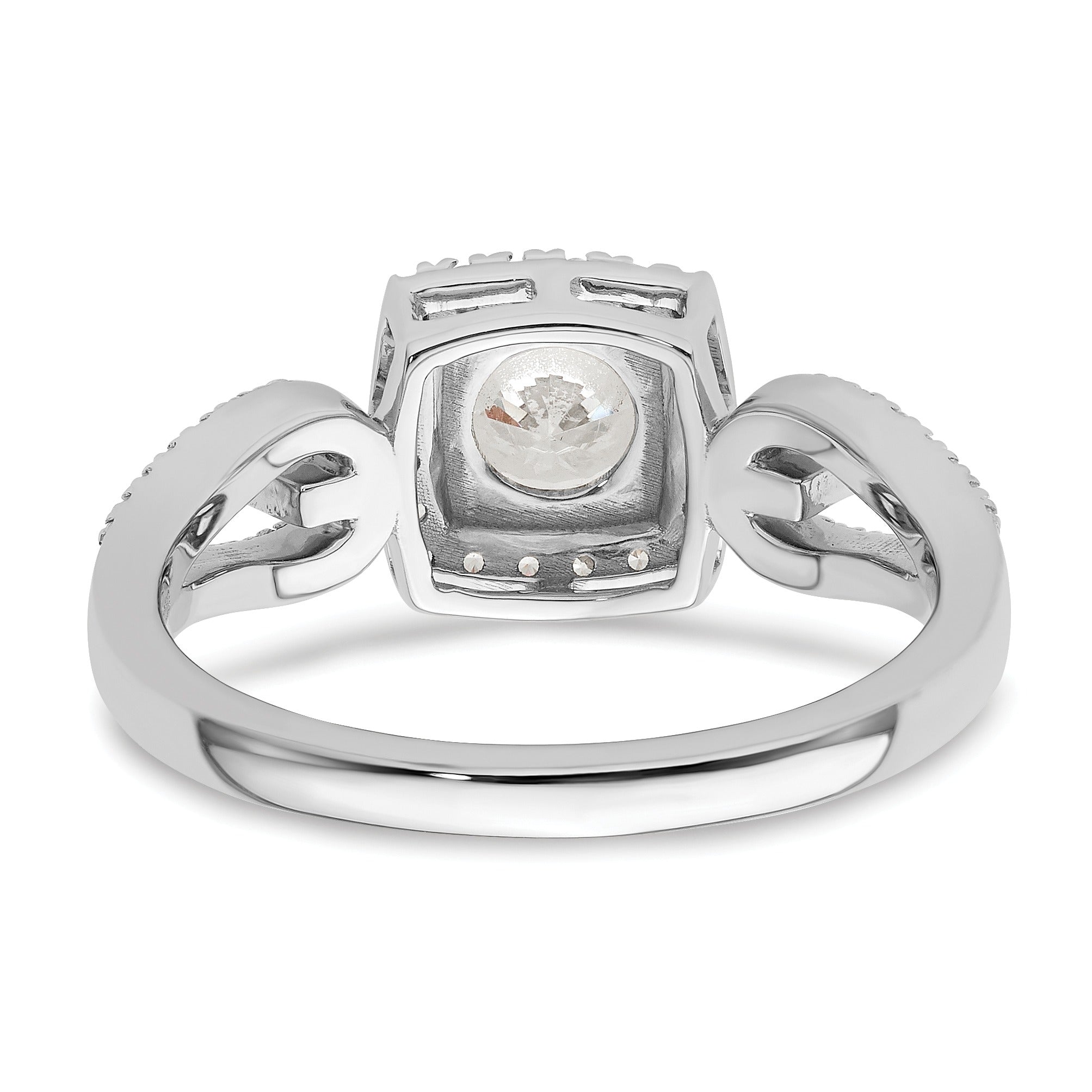 14k White Gold Lab Created Diamond Halo Engagement Ring