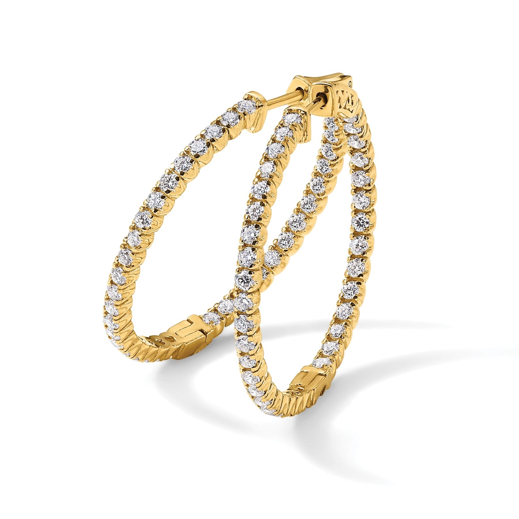 14K Gold Lab Grown Diamond Hoop Earrings 2 Ct