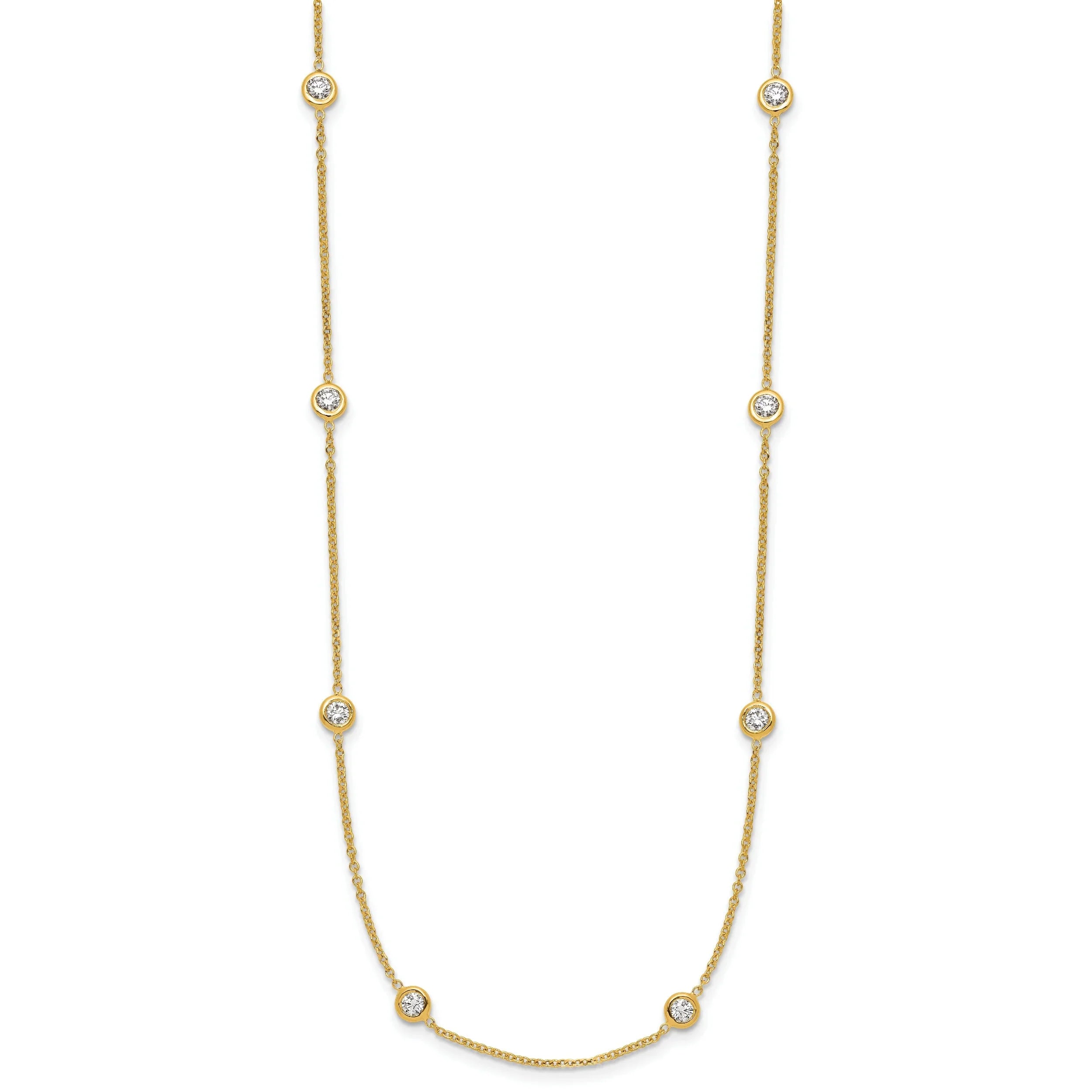 14K Lab Grown Diamond Twelve Station Necklace - Fine Diamond