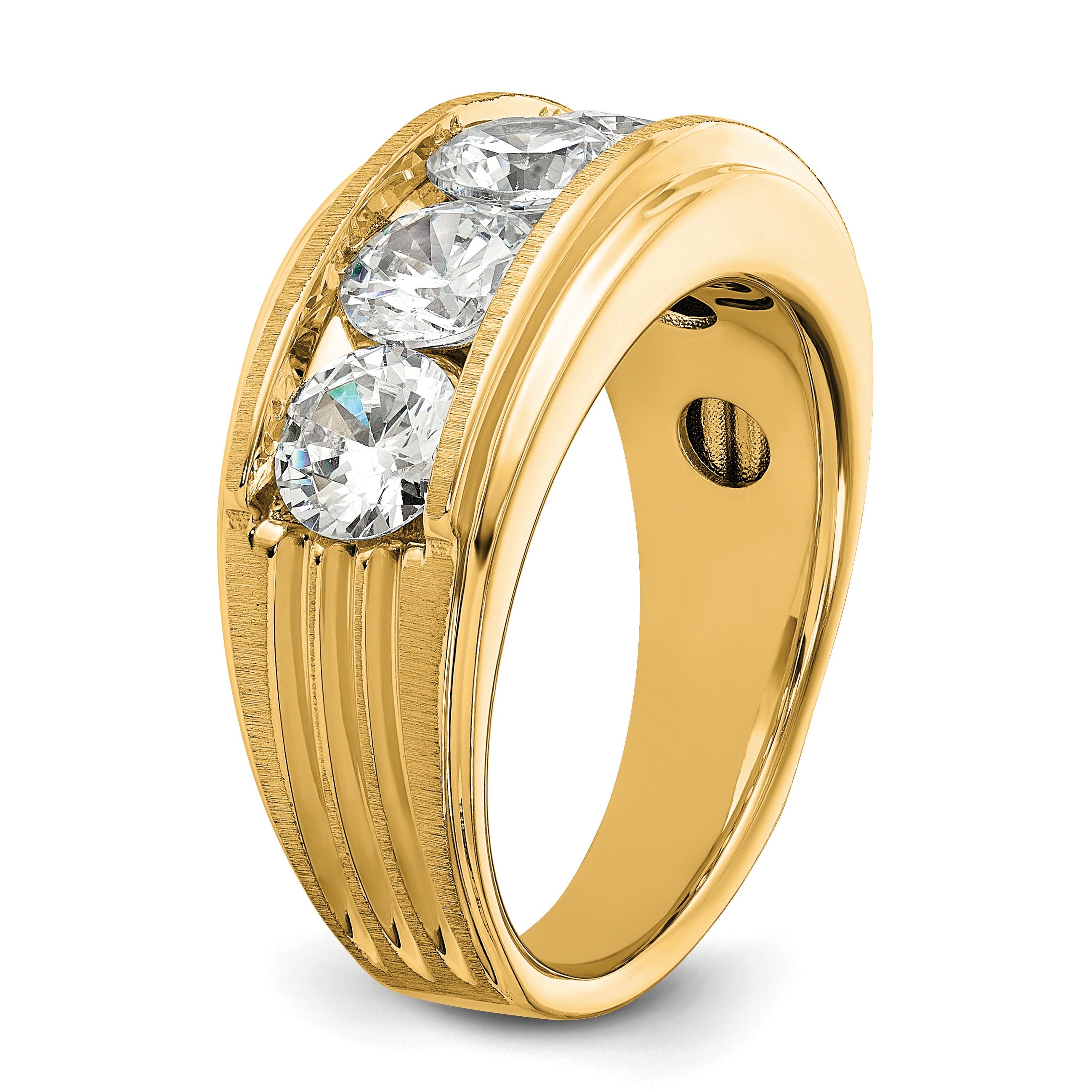 14k Yellow Gold 3 1/2 carat Lab Grown Diamond Five Stone Ring
