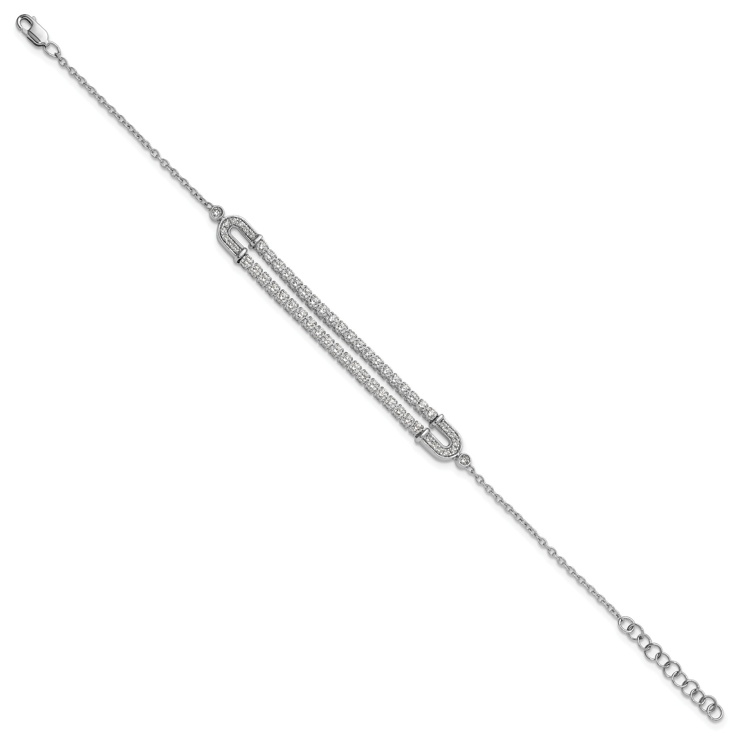 14k White Gold 2 carat Lab Grown Diamond Extension Bracelet