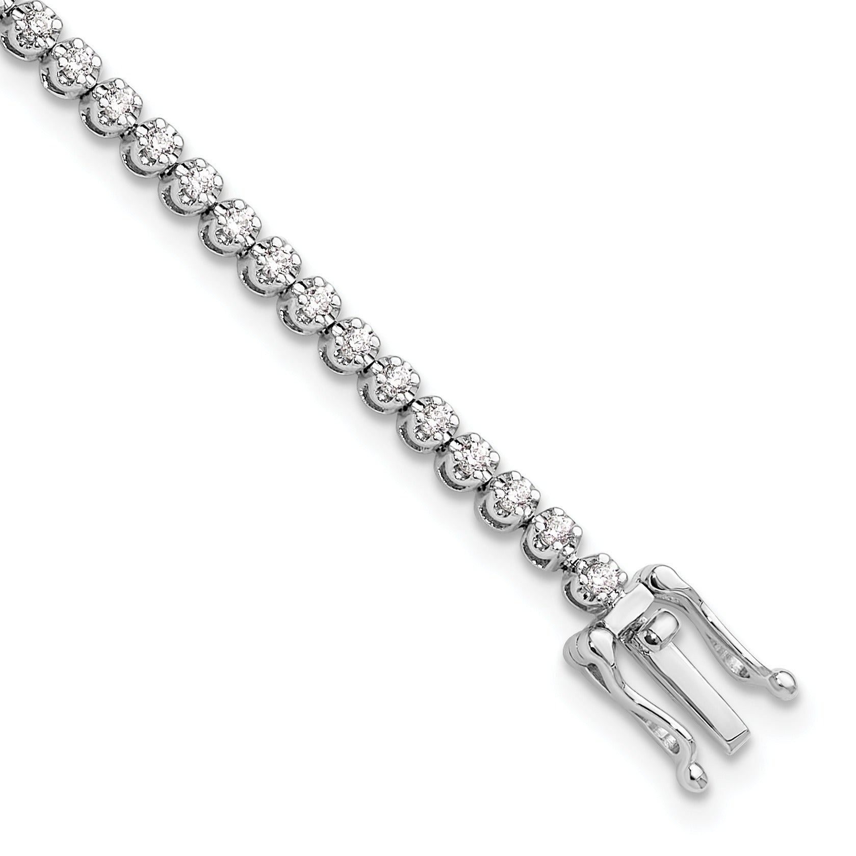14k White Gold 1 carat Lab Diamond Round Tennis Bracelet