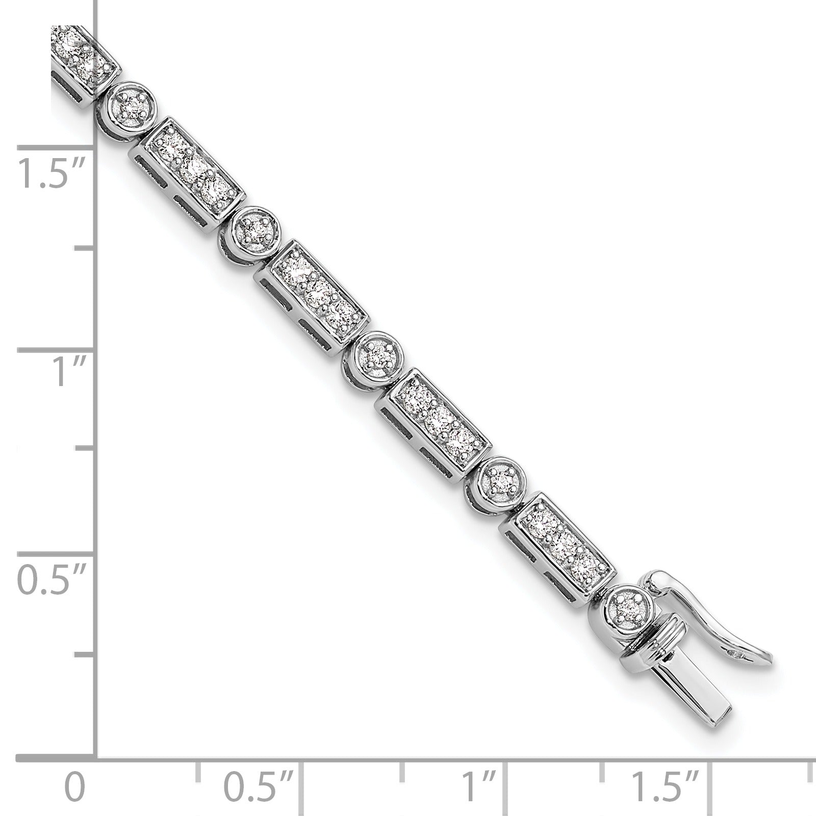 14k White Gold 1 3/8 carat Lab Diamond 7 inch Fancy Bracelet