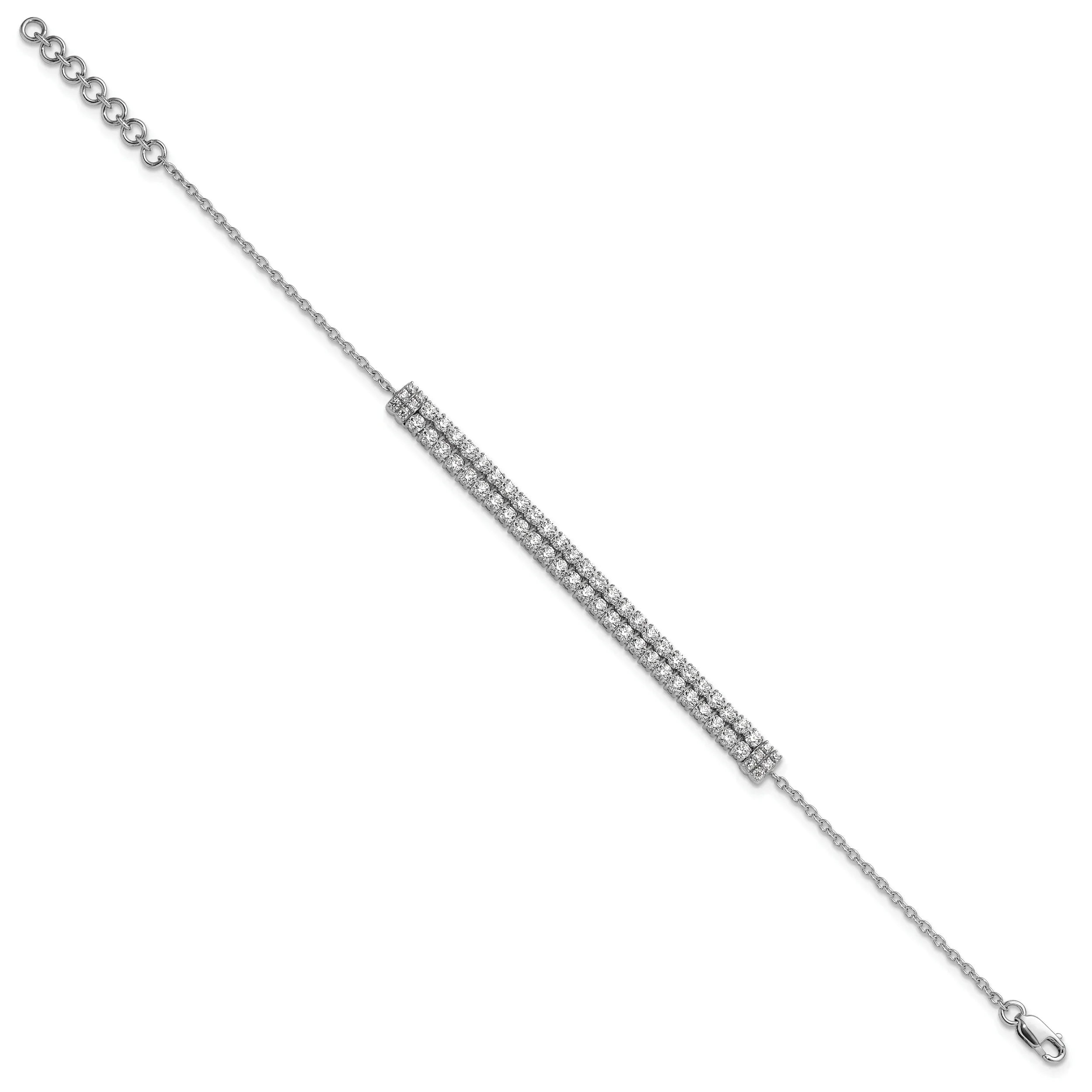 14k White Gold Lab Grown Diamond Tennis Extension Bolo Bracelet - Fine Diamond