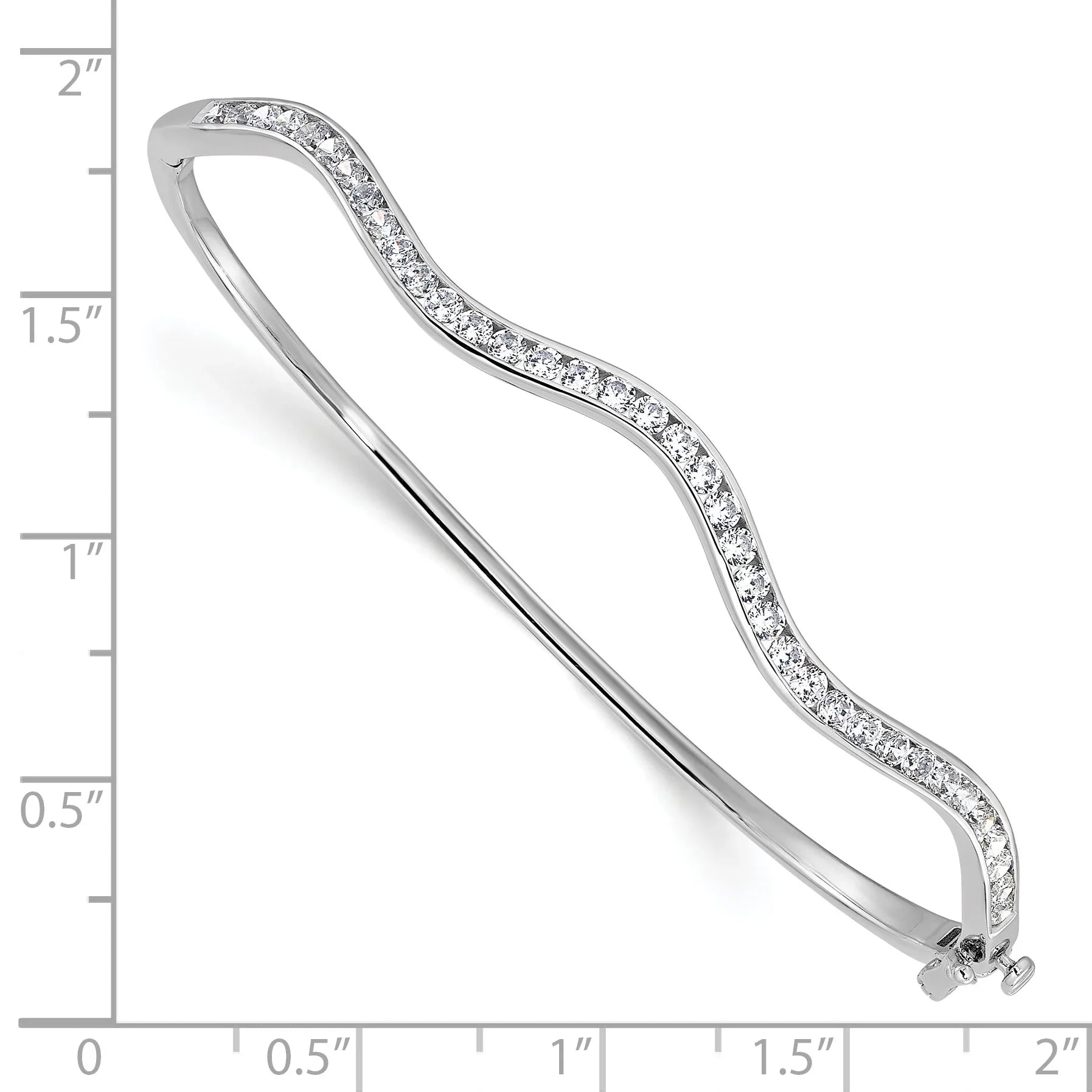 14k White Gold Lab Grown Diamond Wavy Bangle Bracelet - Fine Diamond