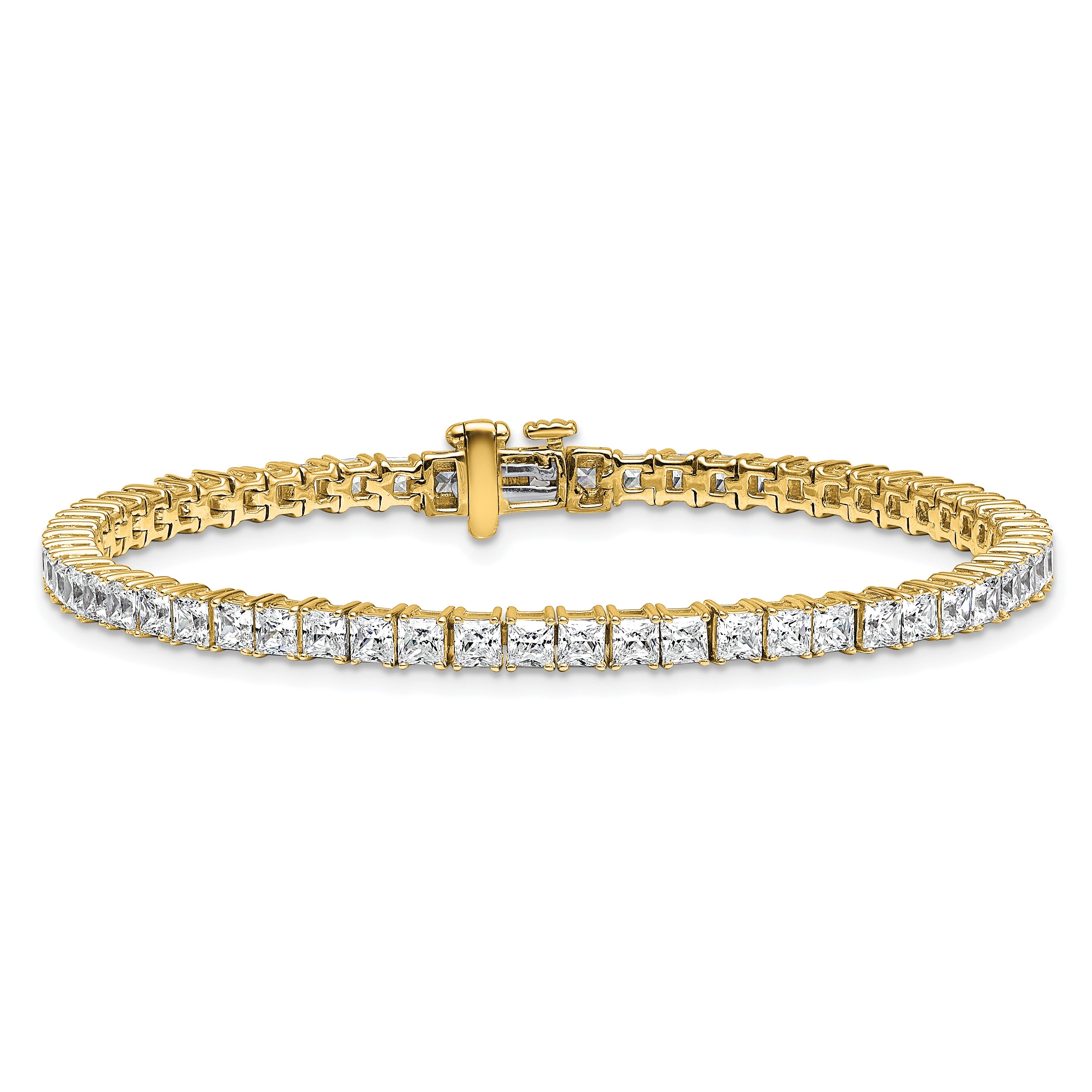 14K Gold Lab Grown Diamond Princess Tennis Bracelet
