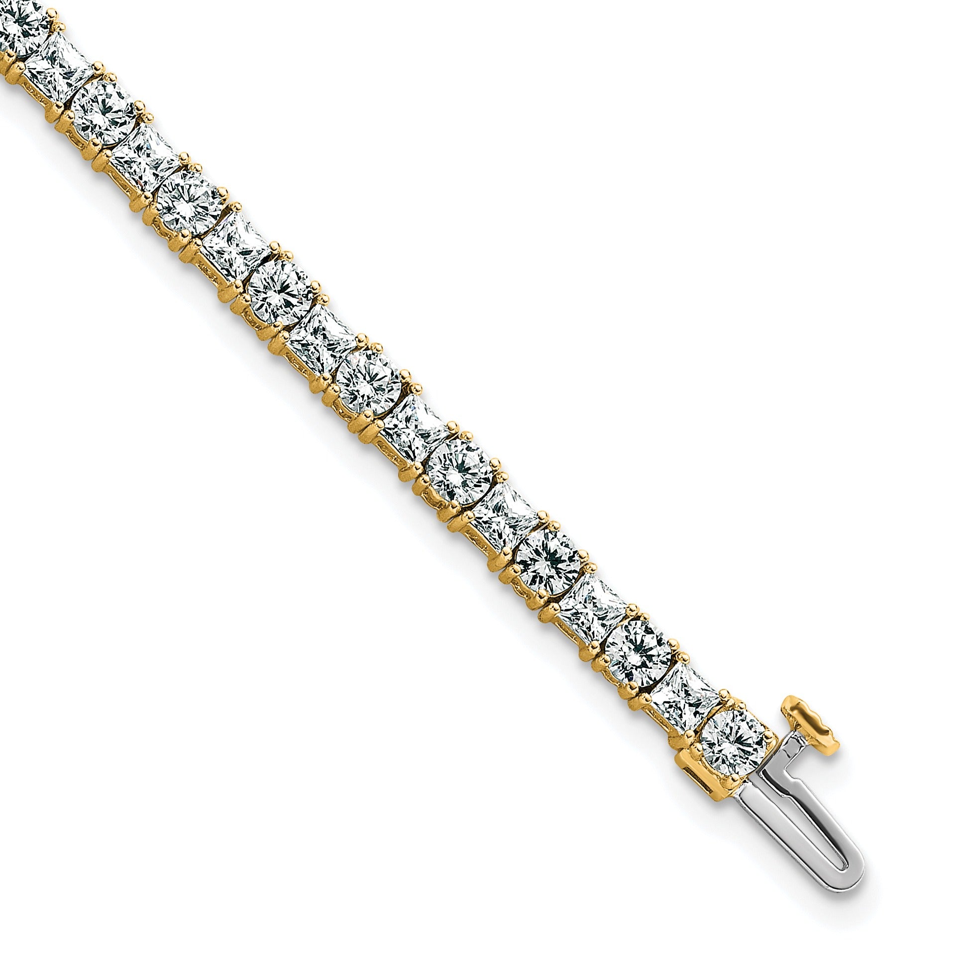 14k Yellow Gold 7 Carat Lab Diamond Tennis Bracelet