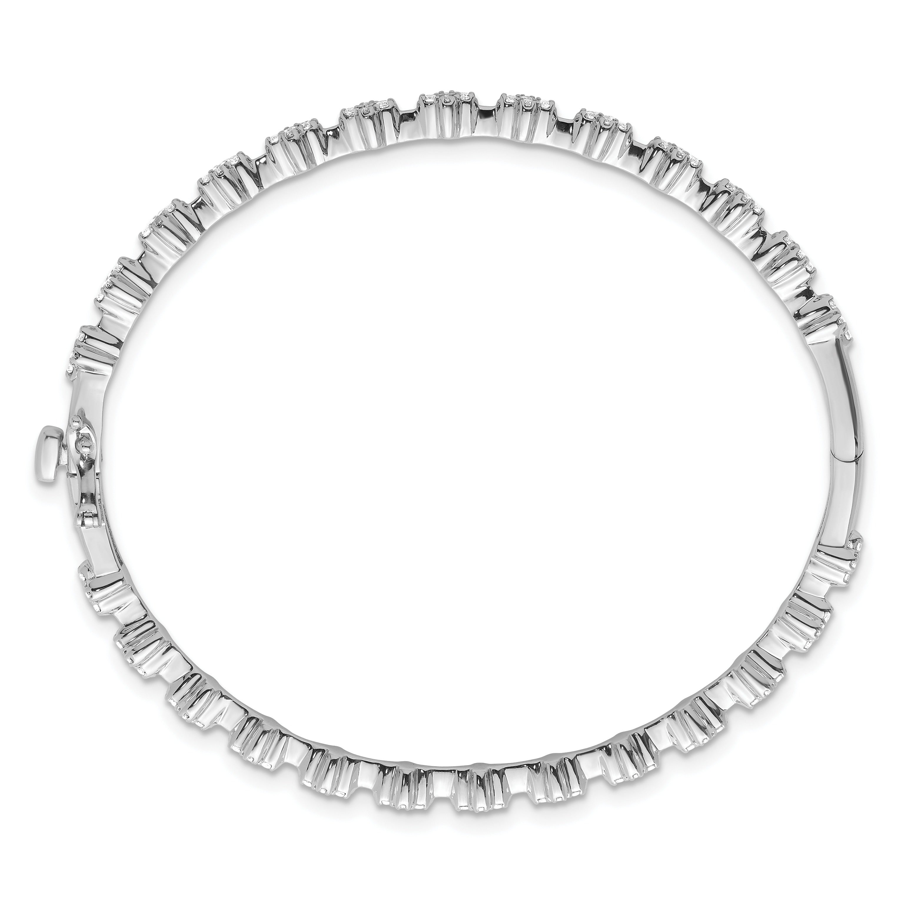 14k White Gold 1 Carat Lab Diamond Hinged Bangle Bracelet