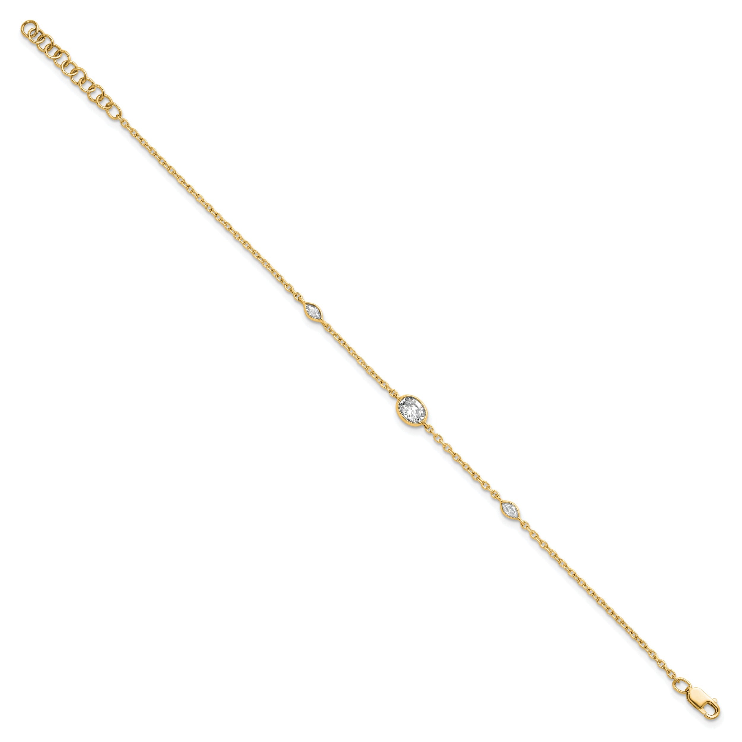 14k Yellow Gold 3/8 Carat Lab Grown Diamond Extension Bracelet