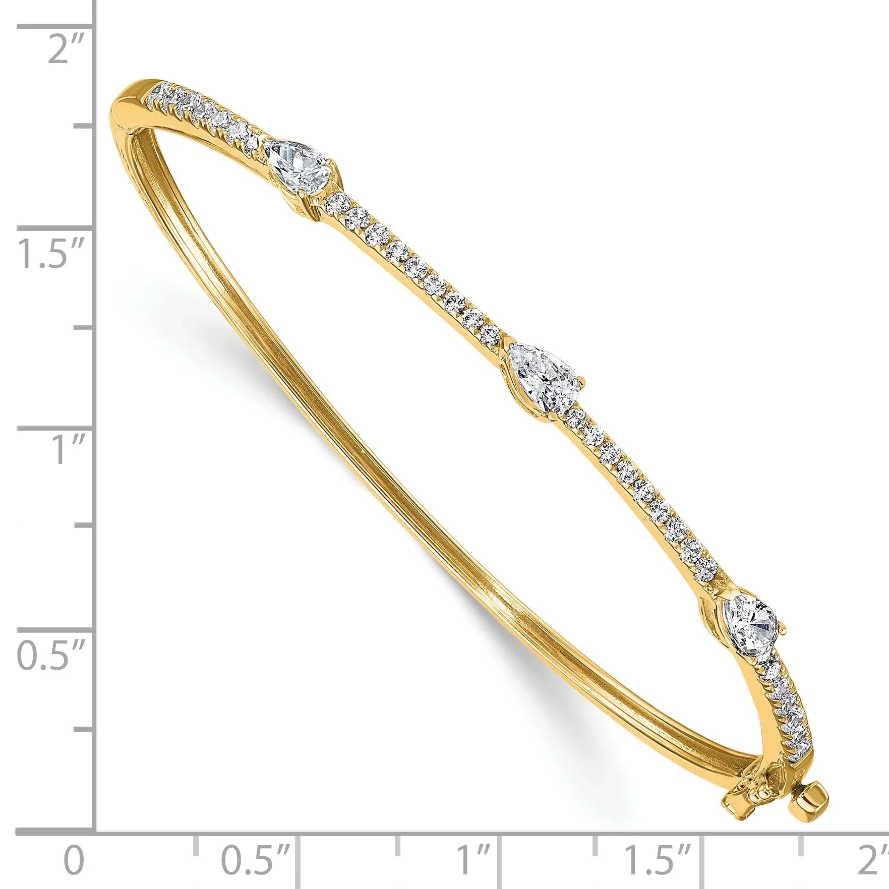 14K Gold Lab Grown Diamond Pear Hinged Bangle Bracelets - Fine Diamond
