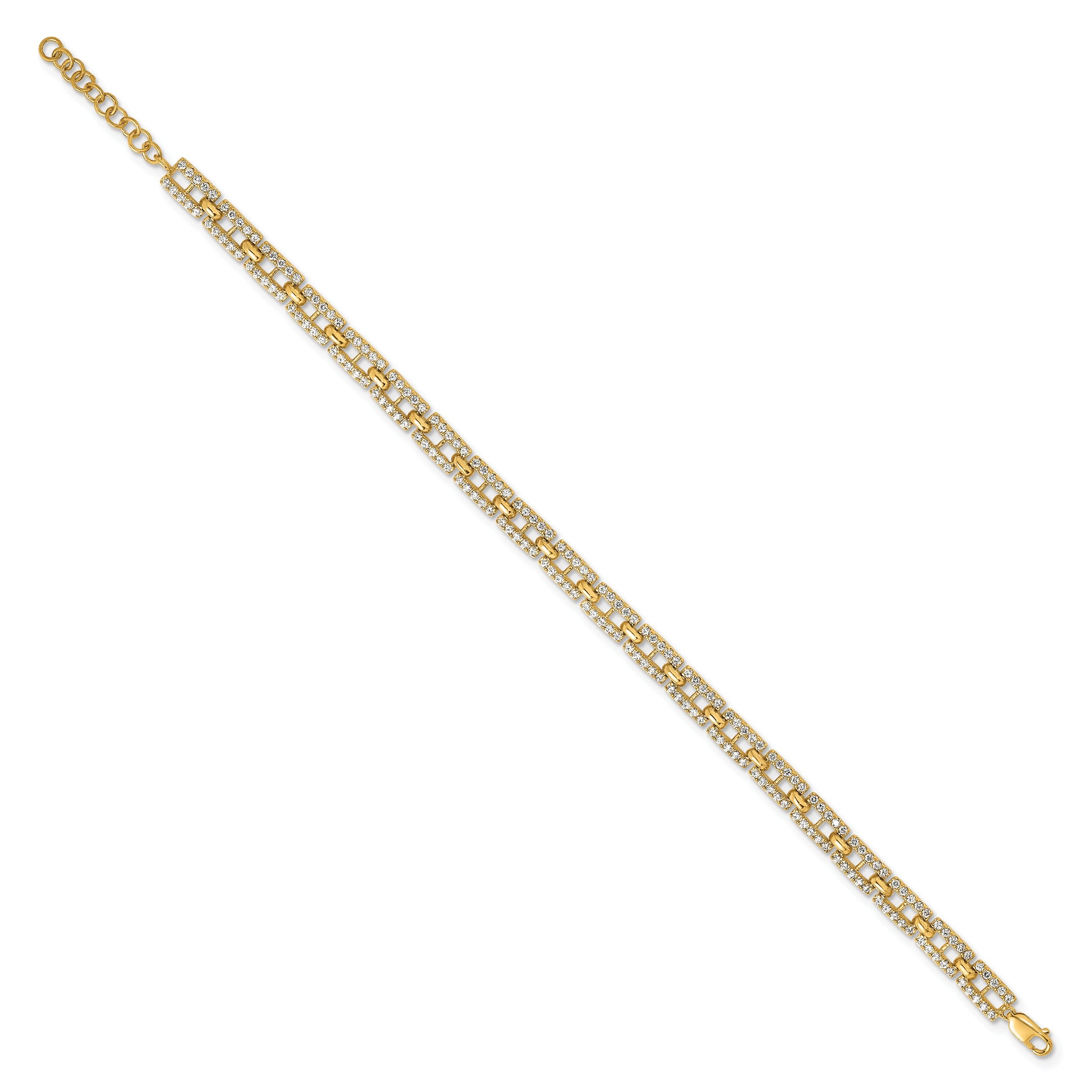 14K Gold Lab Grown Diamond Fancy Link Bracelets