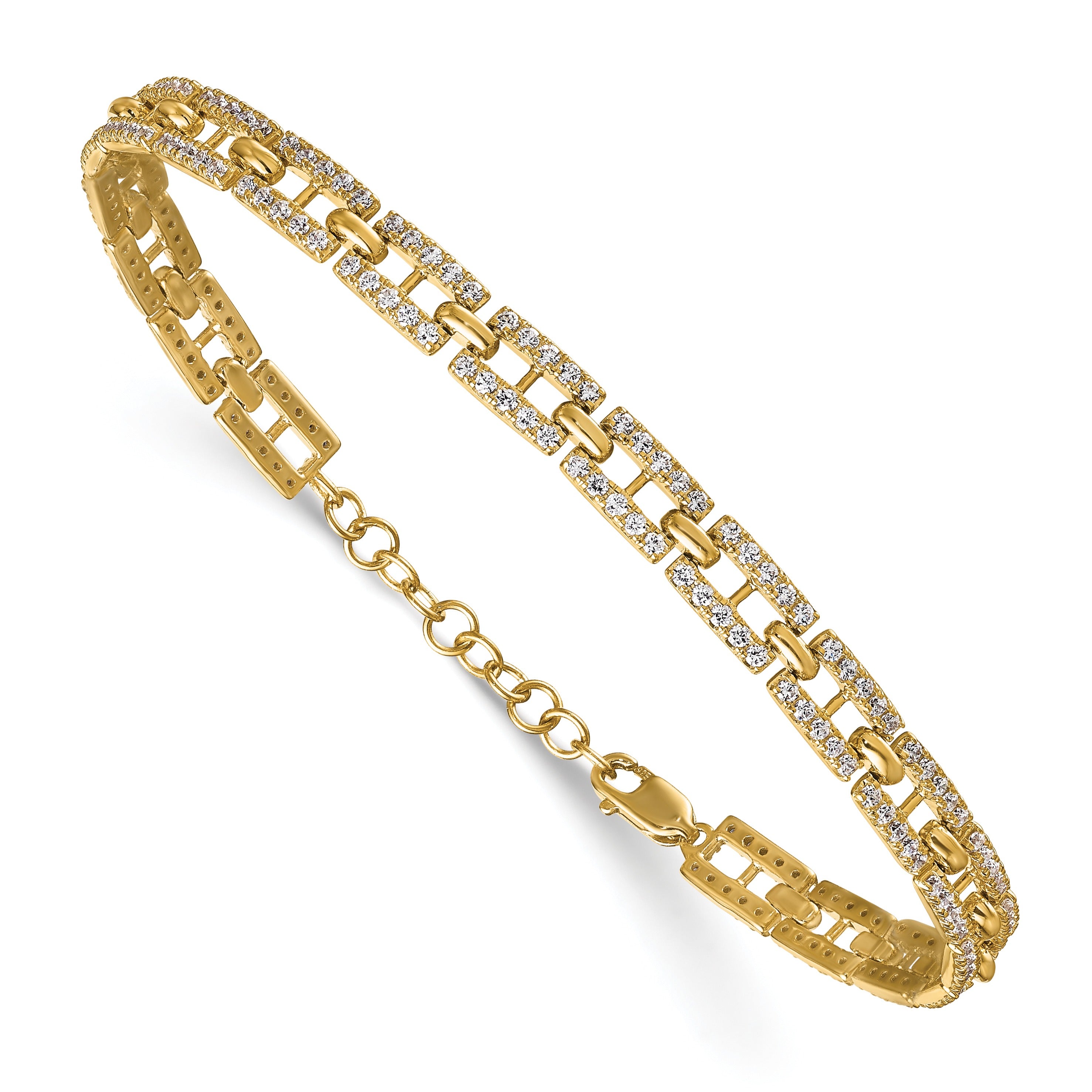 14K Gold Lab Grown Diamond Fancy Link Bracelets