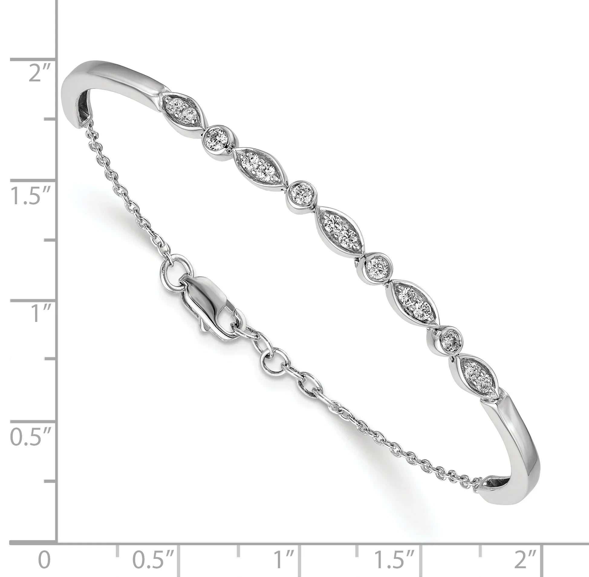 14k White Gold Lab Grown Diamond Bangle Bracelet - Fine Diamond