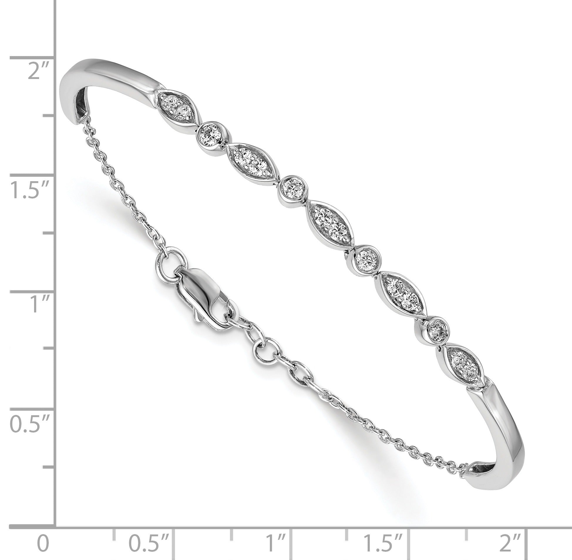 14k White Gold Lab Grown Diamond Bangle Bracelet