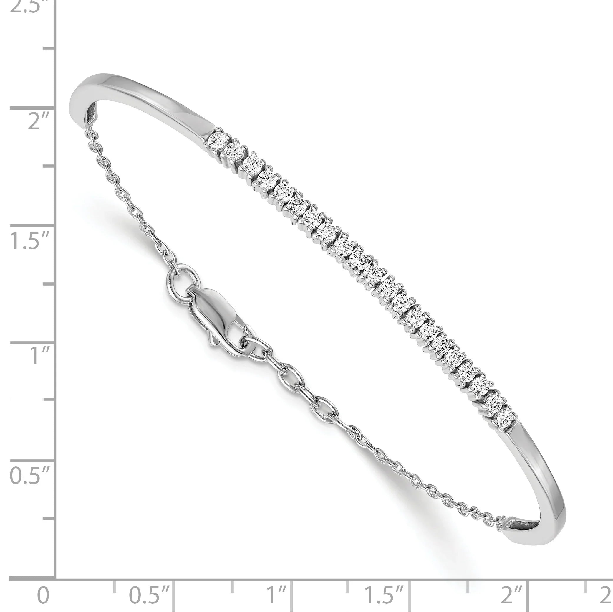 14k White Gold Lab Grown Diamond Bangle Bracelet - Fine Diamond