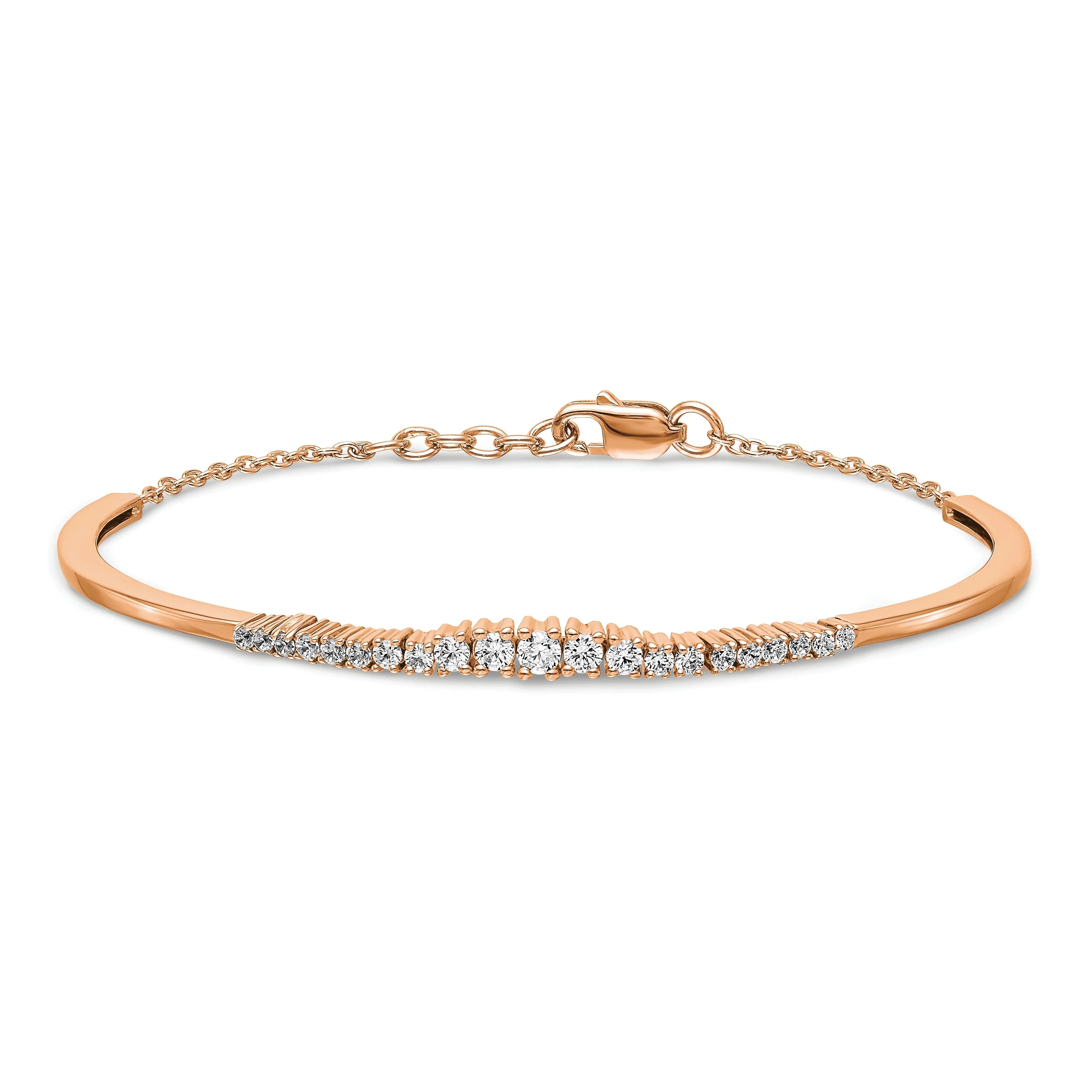 14k Gold Lab Grown Diamond Graduated Bangle Bracelet - Fine Diamond