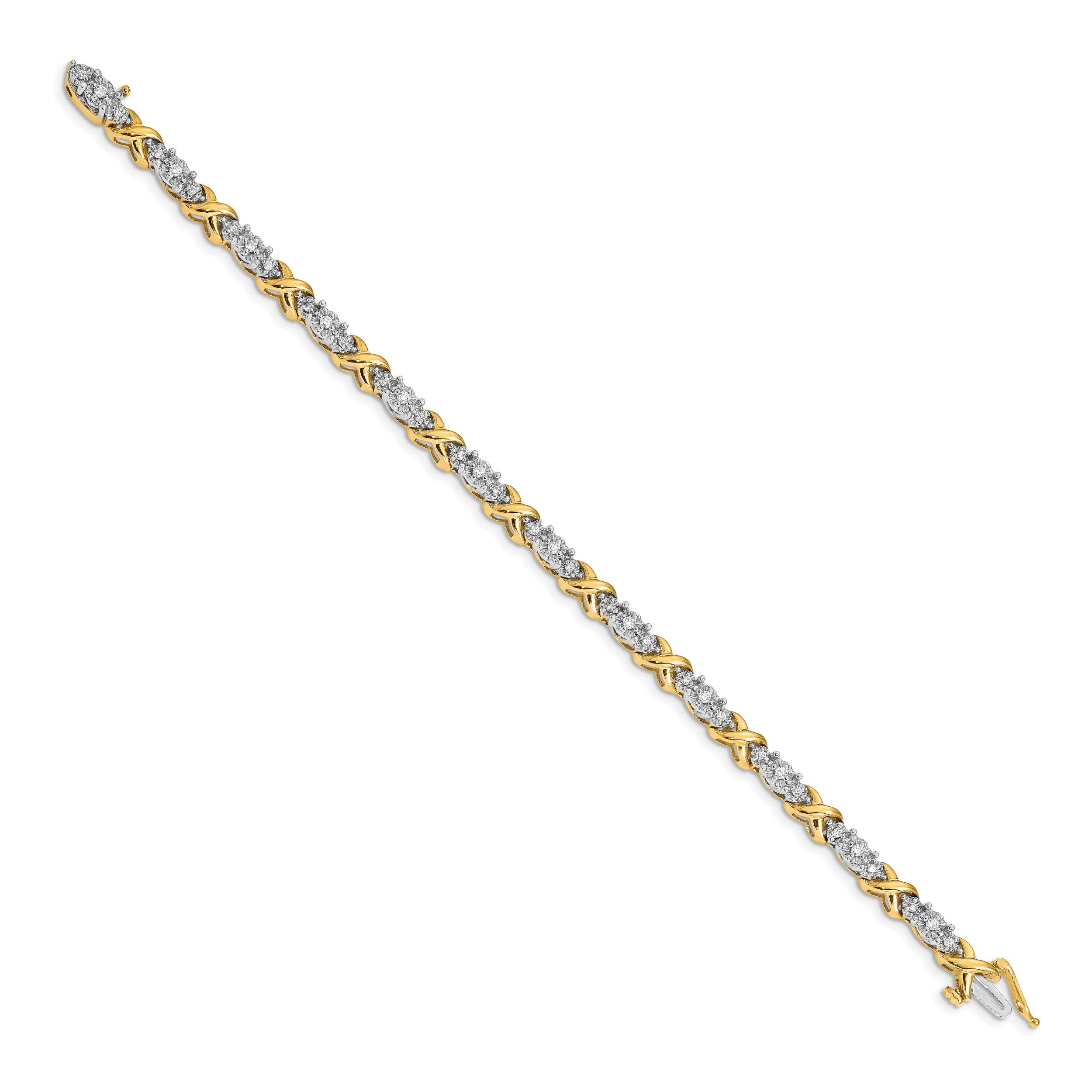 14k Two-Tone 1/2 carat Lab Grown Diamond X Fancy Bracelet