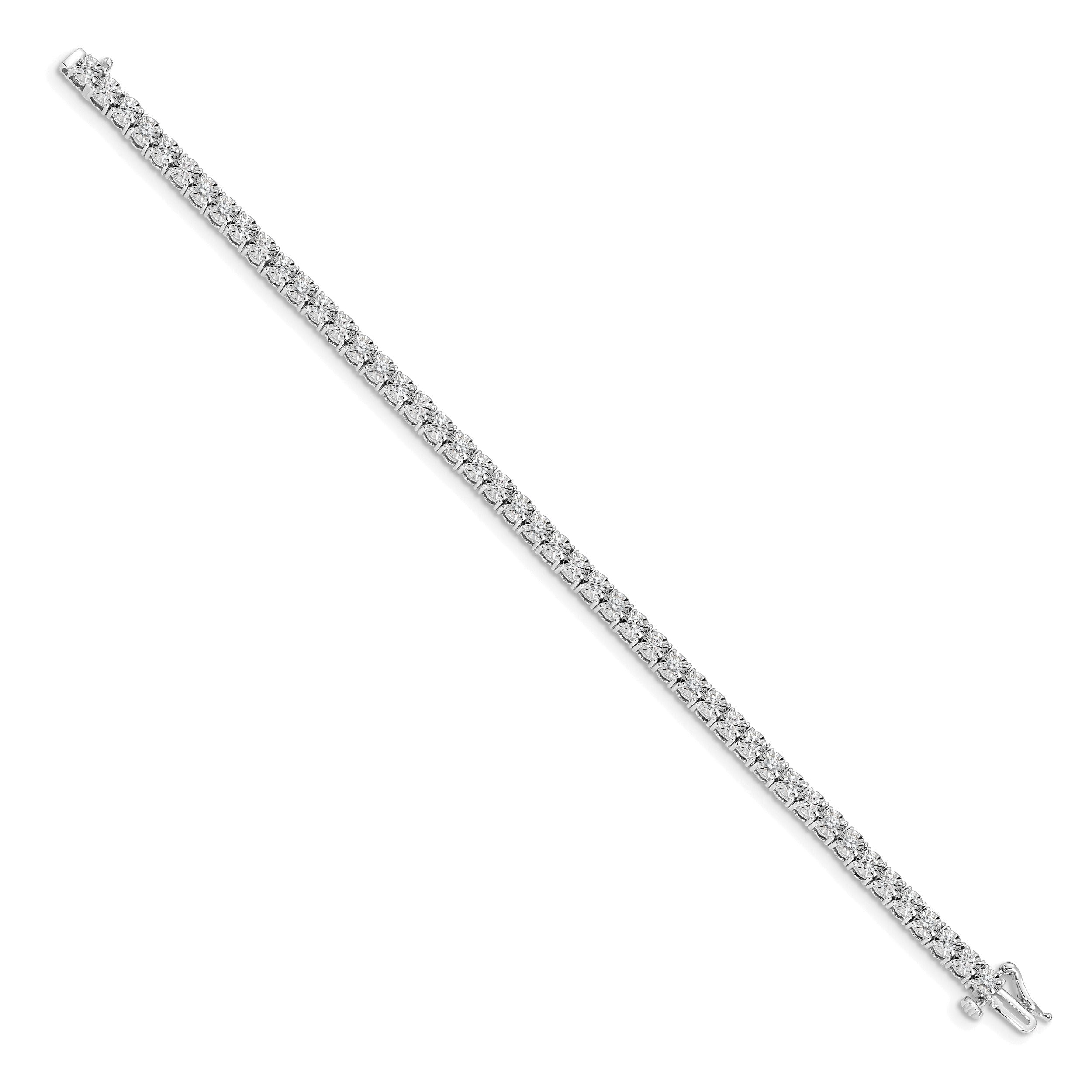 14k White Gold Lab Grown Diamond Illusion Setting Bracelet