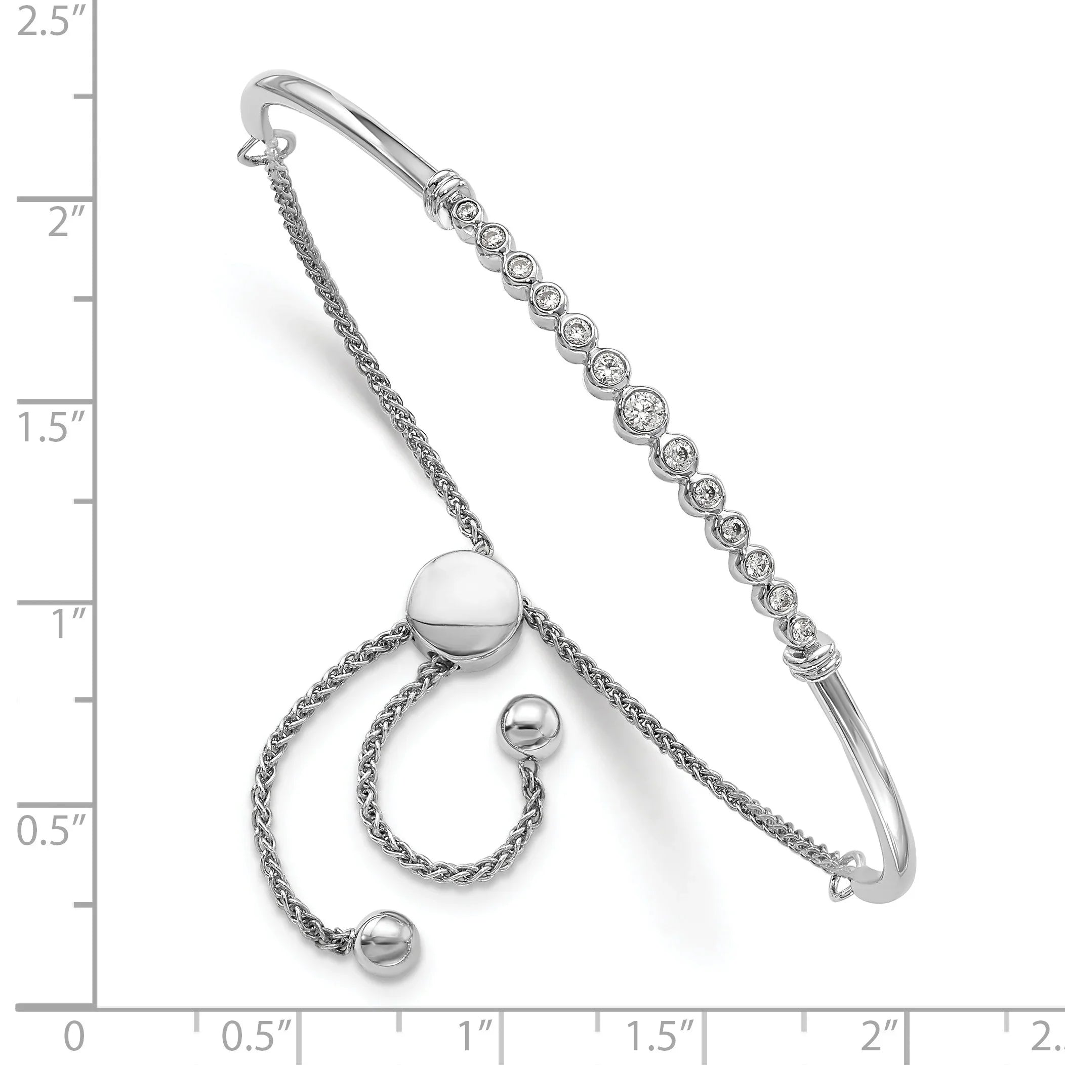14k White Gold Lab Grown Diamond Adjustable Bolo Bracelet - Fine Diamond