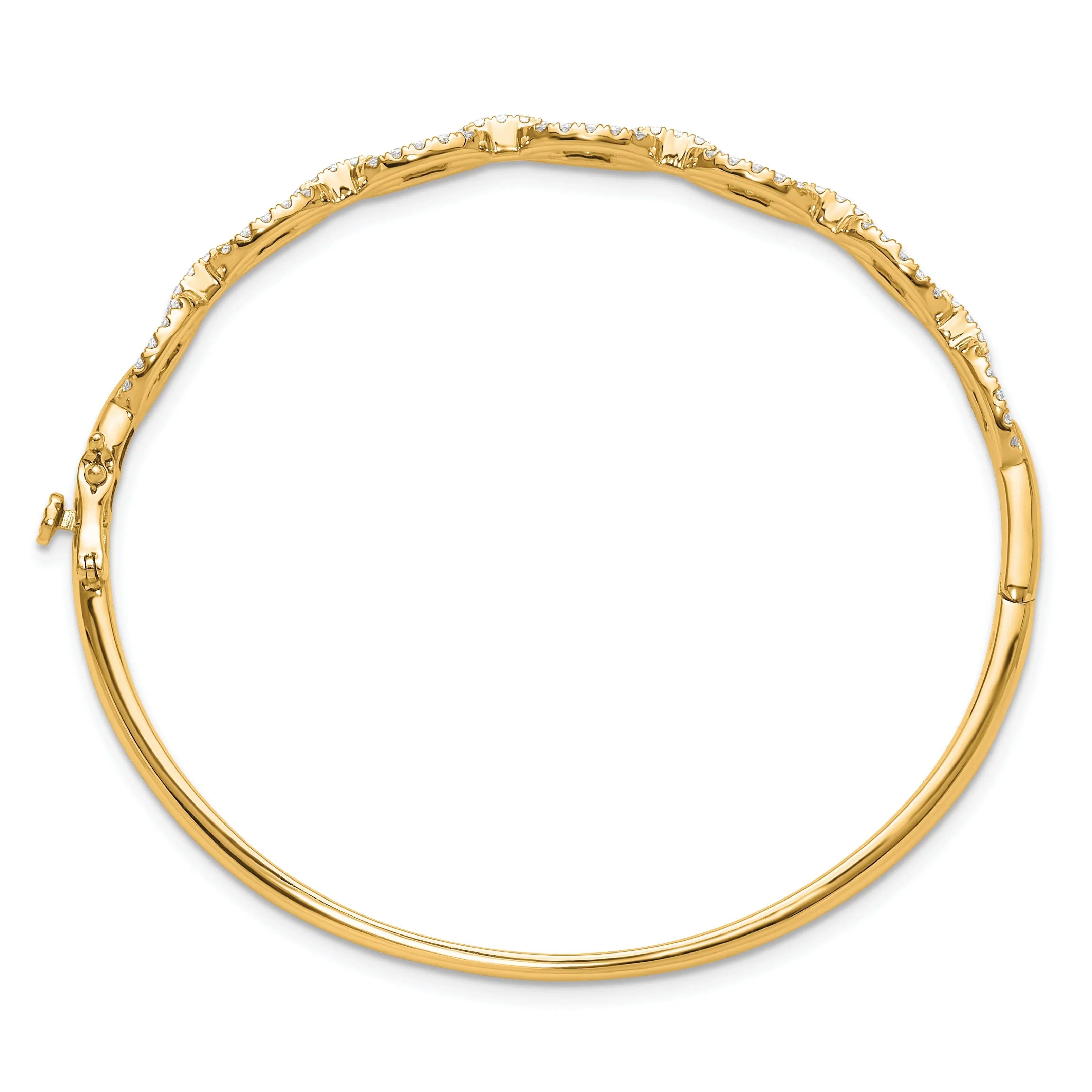 14K Gold Lab Grown Diamond Link Bangle Bracelets - Fine Diamond