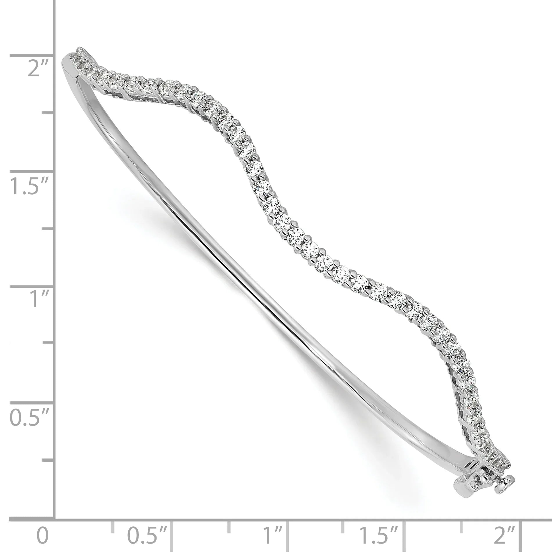 14K Gold 1 carat Lab Grown Diamond Wavy Bangle Bracelet - Fine Diamond