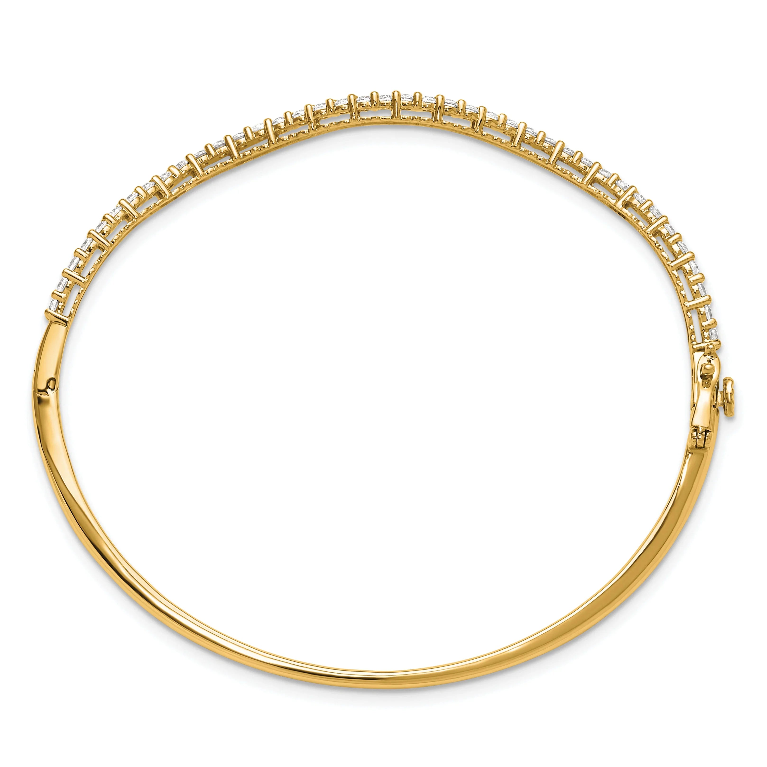 14K Gold 1 carat Lab Grown Diamond Wavy Bangle Bracelet - Fine Diamond