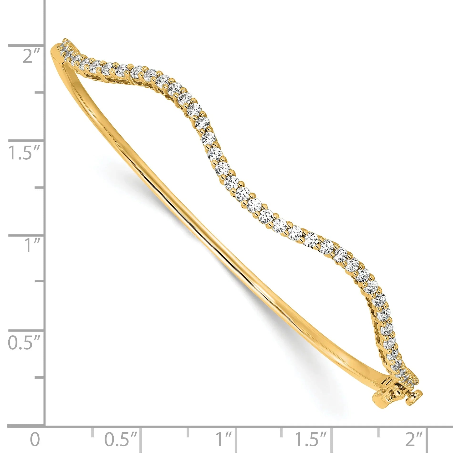 14K Gold 1 carat Lab Grown Diamond Wavy Bangle Bracelet - Fine Diamond