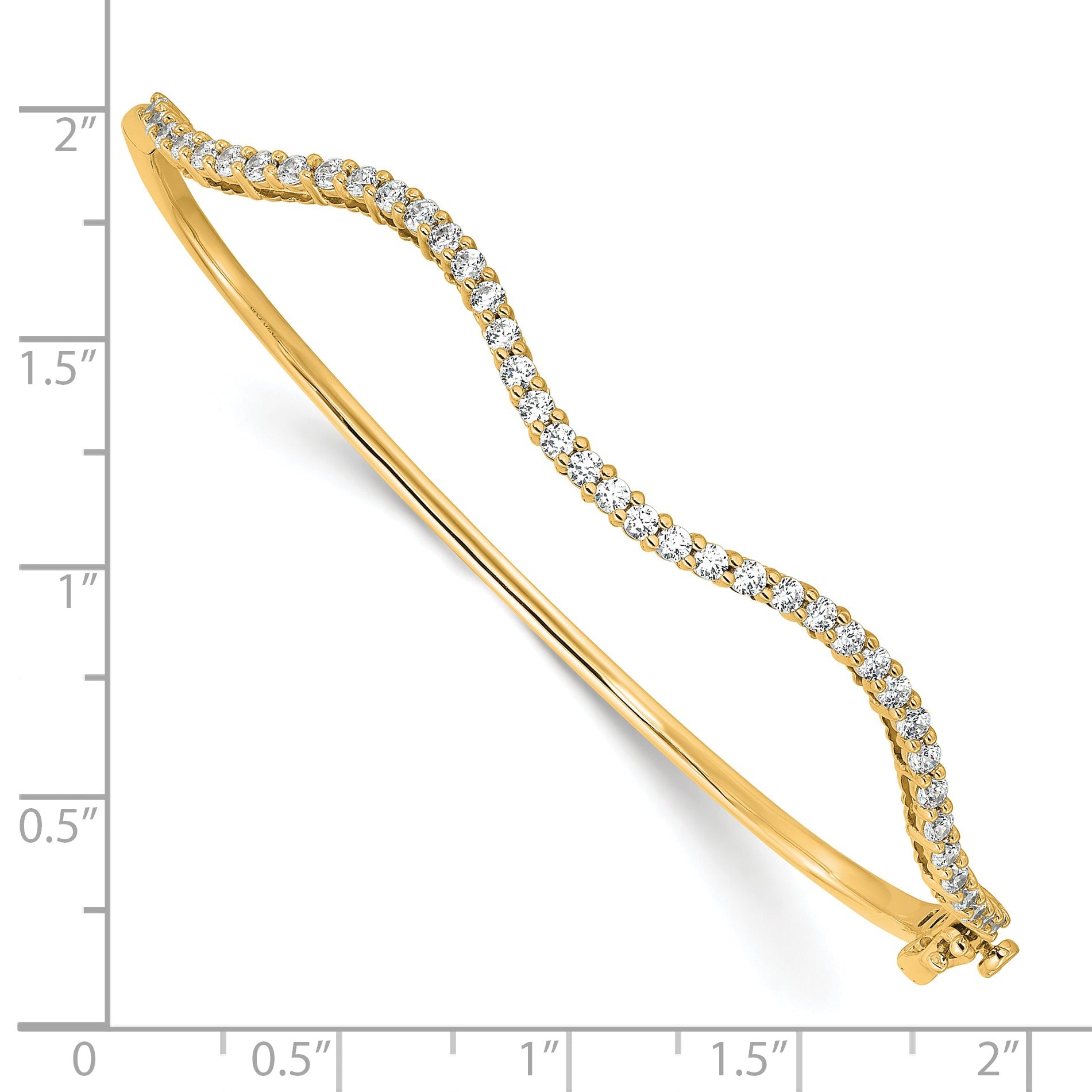 14K Gold 1 carat Lab Grown Diamond Wavy Bangle Bracelet
