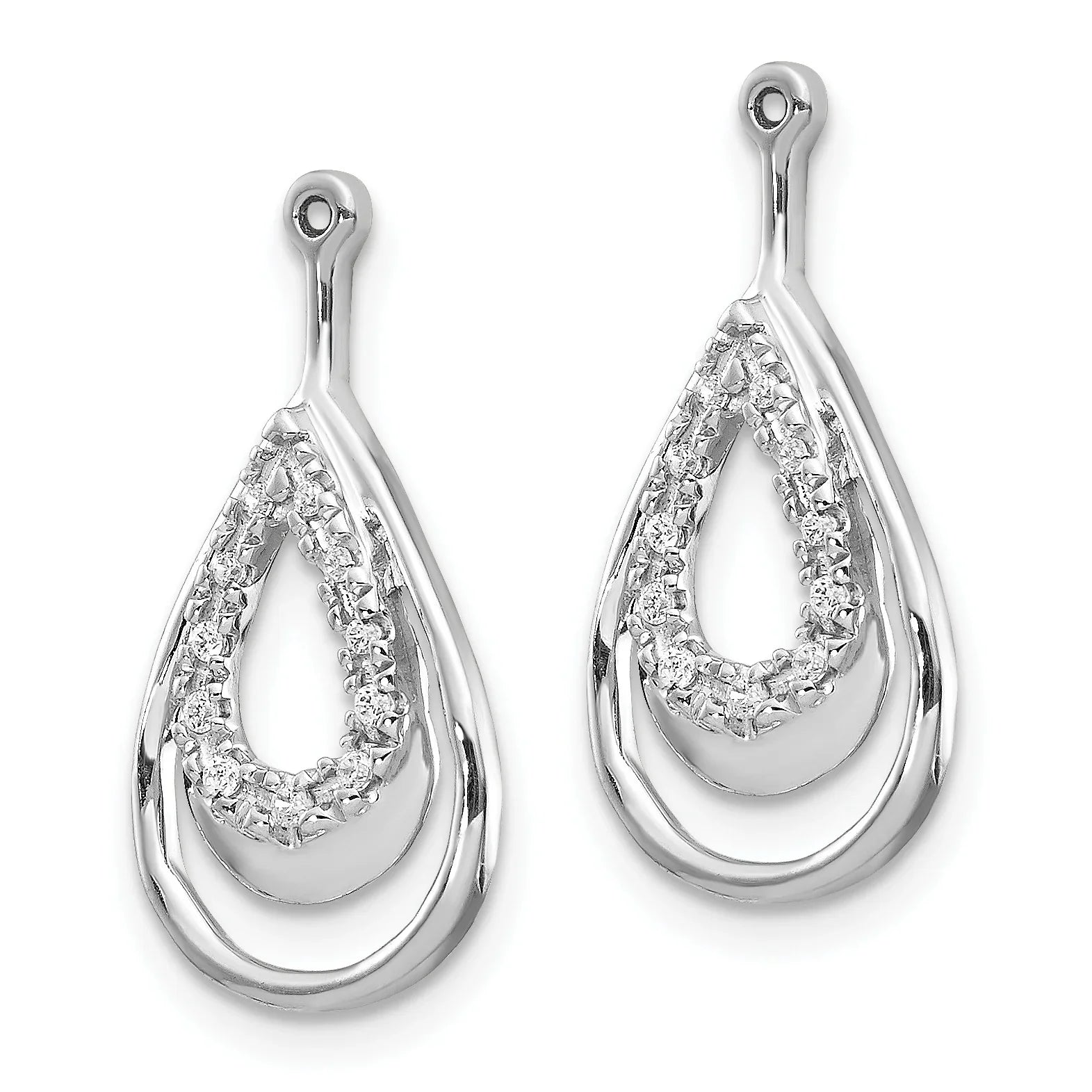 14k White Gold Lab Grown Diamond Teardrop Earring Jackets - Fine Diamond