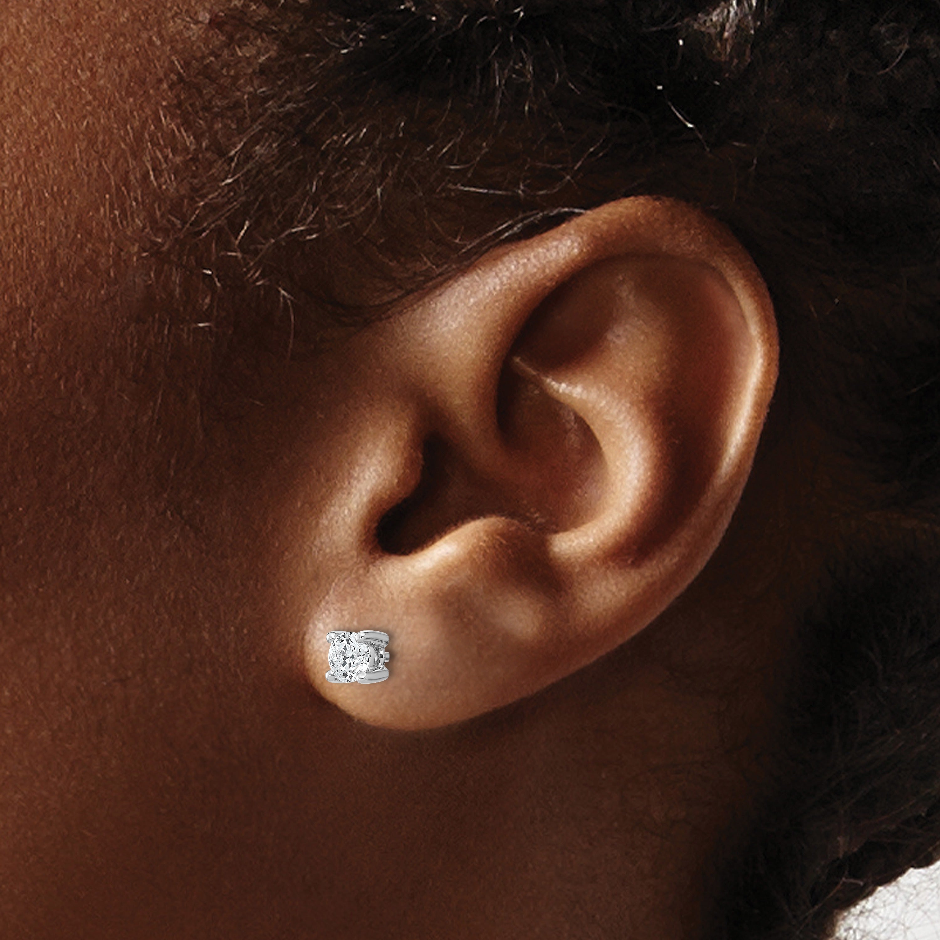 14K White Gold Round Lab Grown Diamond Stud Earrings