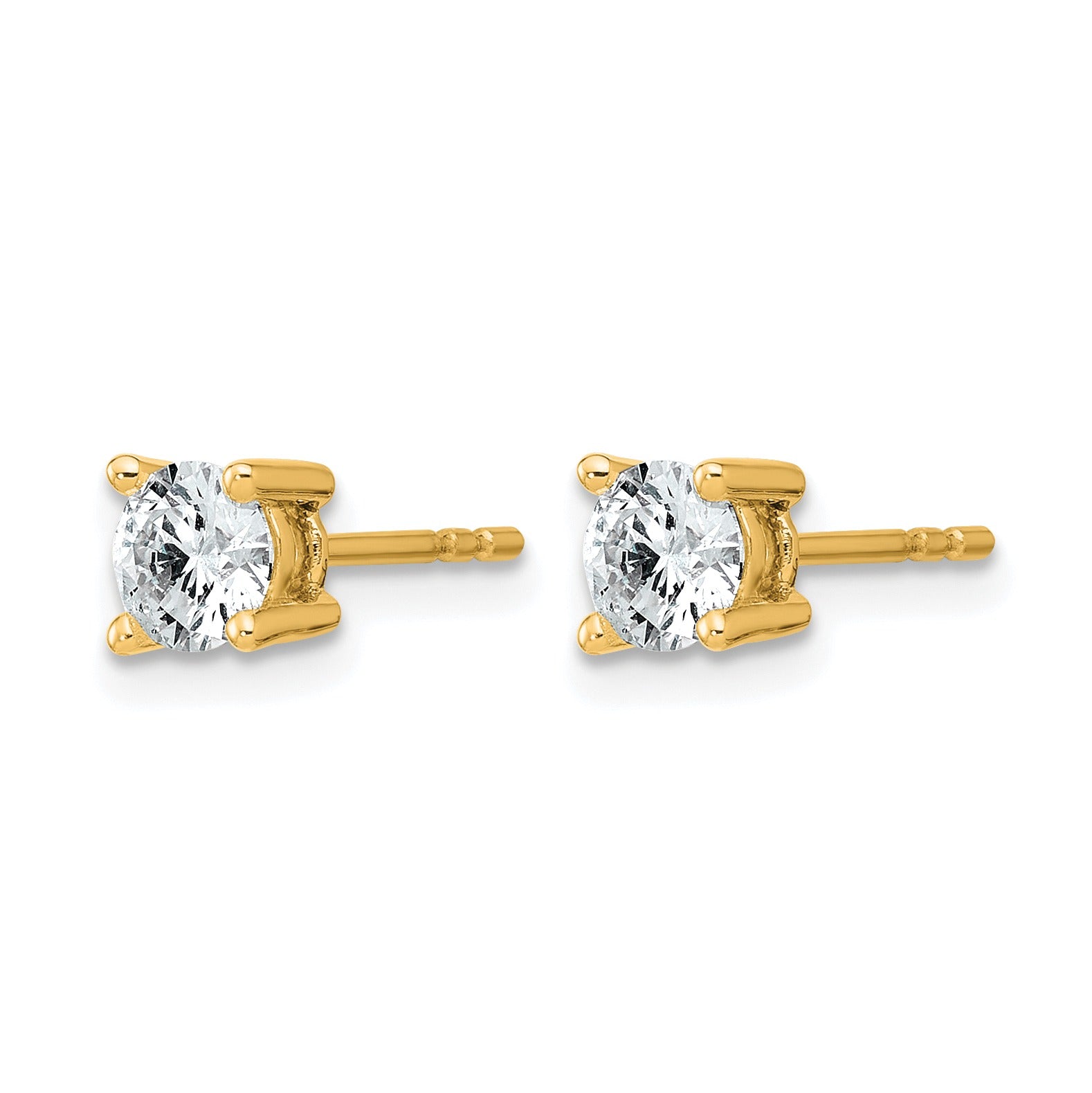 14K Yellow Gold Round Lab Grown Diamond Stud Earrings