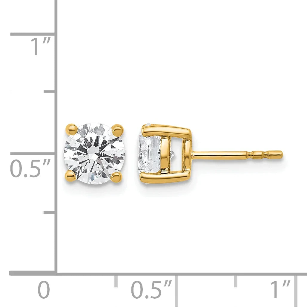 14K Gold Lab Grown Round Diamond Stud Earrings - Fine Diamond