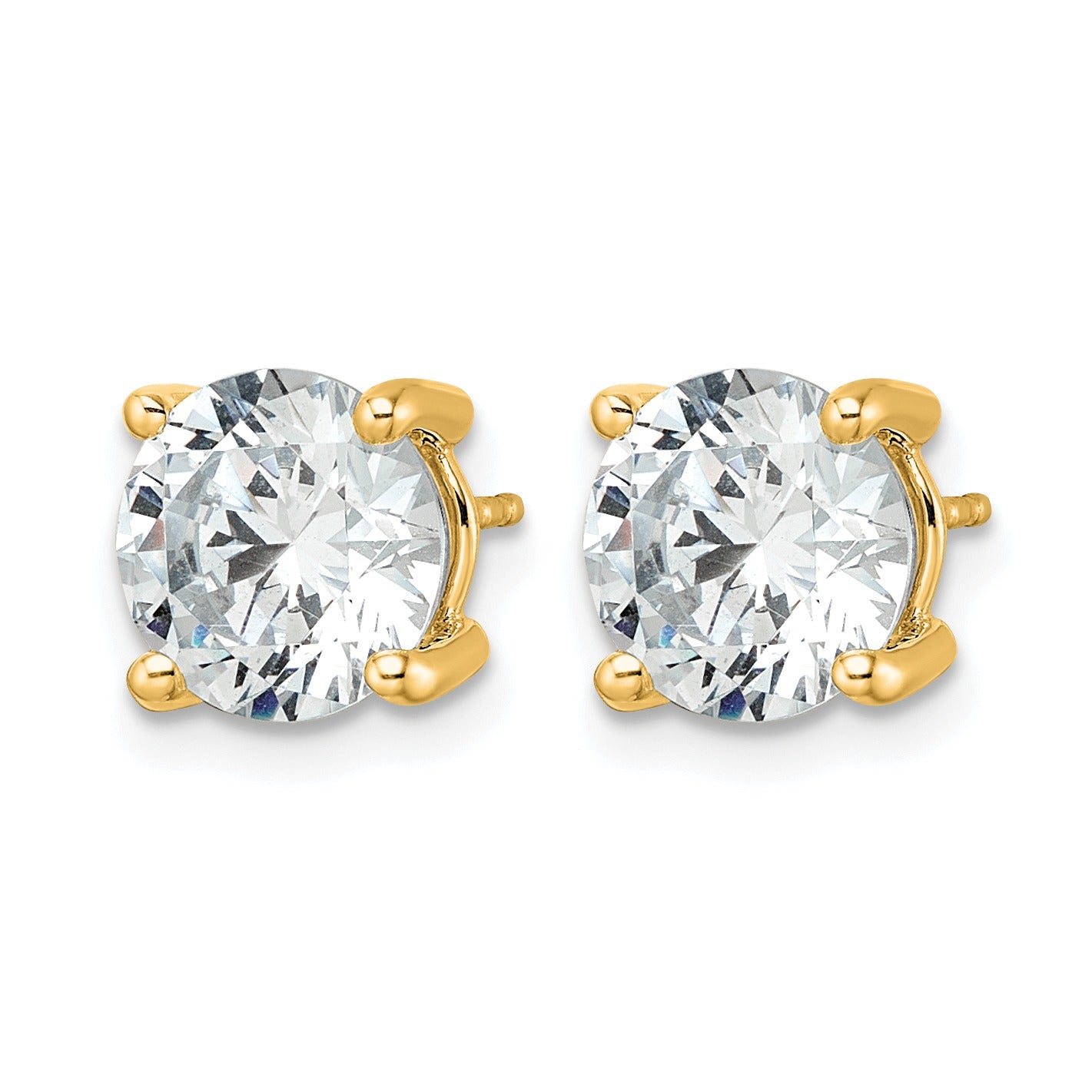 14K Yellow Gold Lab Grown Diamond Round Shaped Stud Earrings