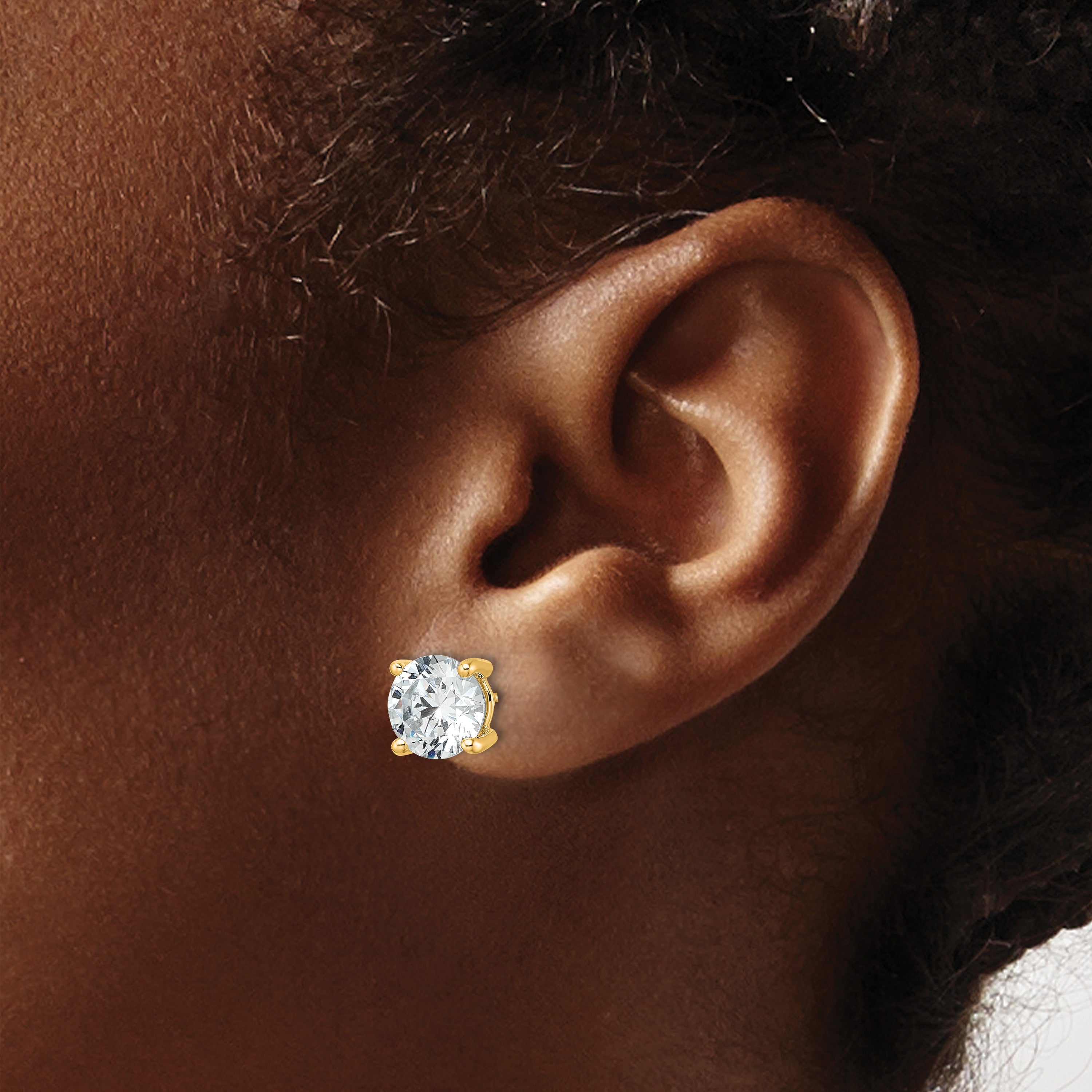 14K Yellow Gold Lab Grown Diamond Round Shaped Stud Earrings