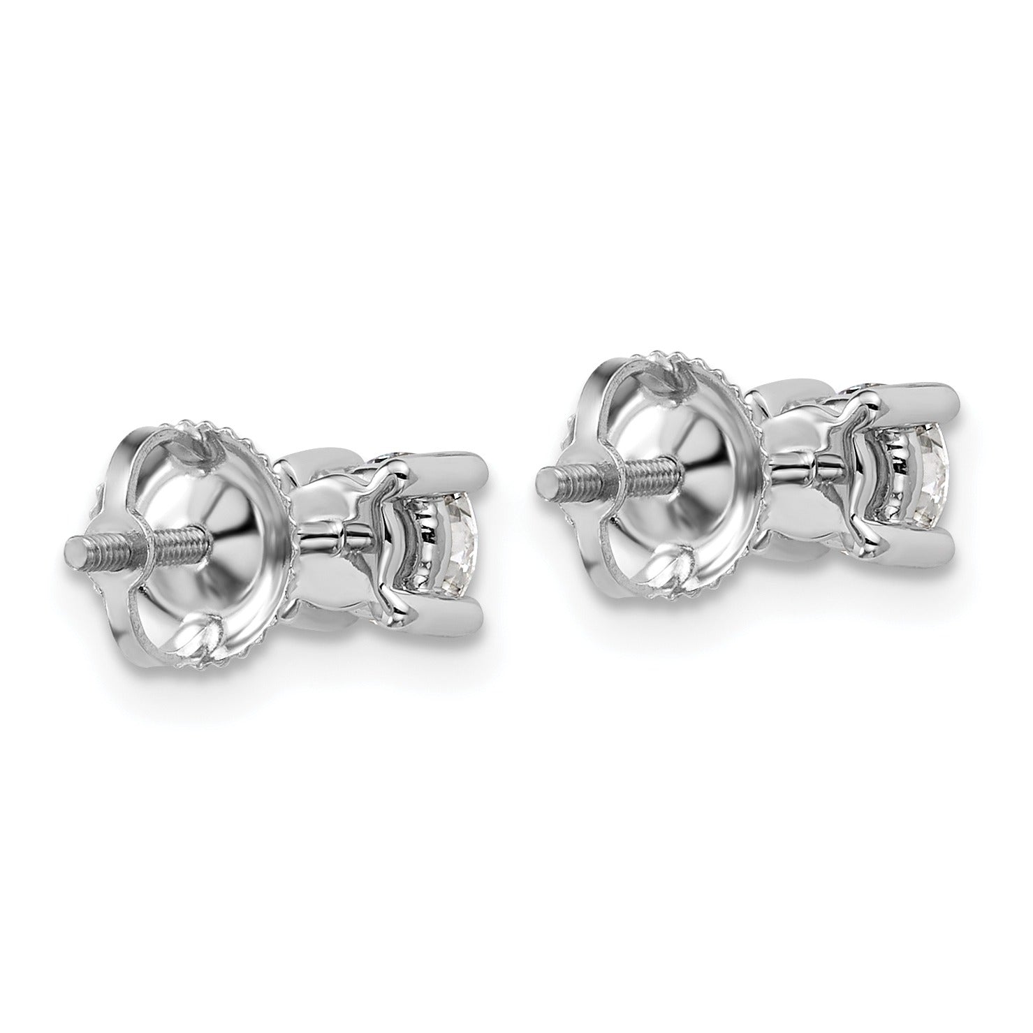 14K White Gold Lab Grown Round Shaped Diamond Stud Earrings