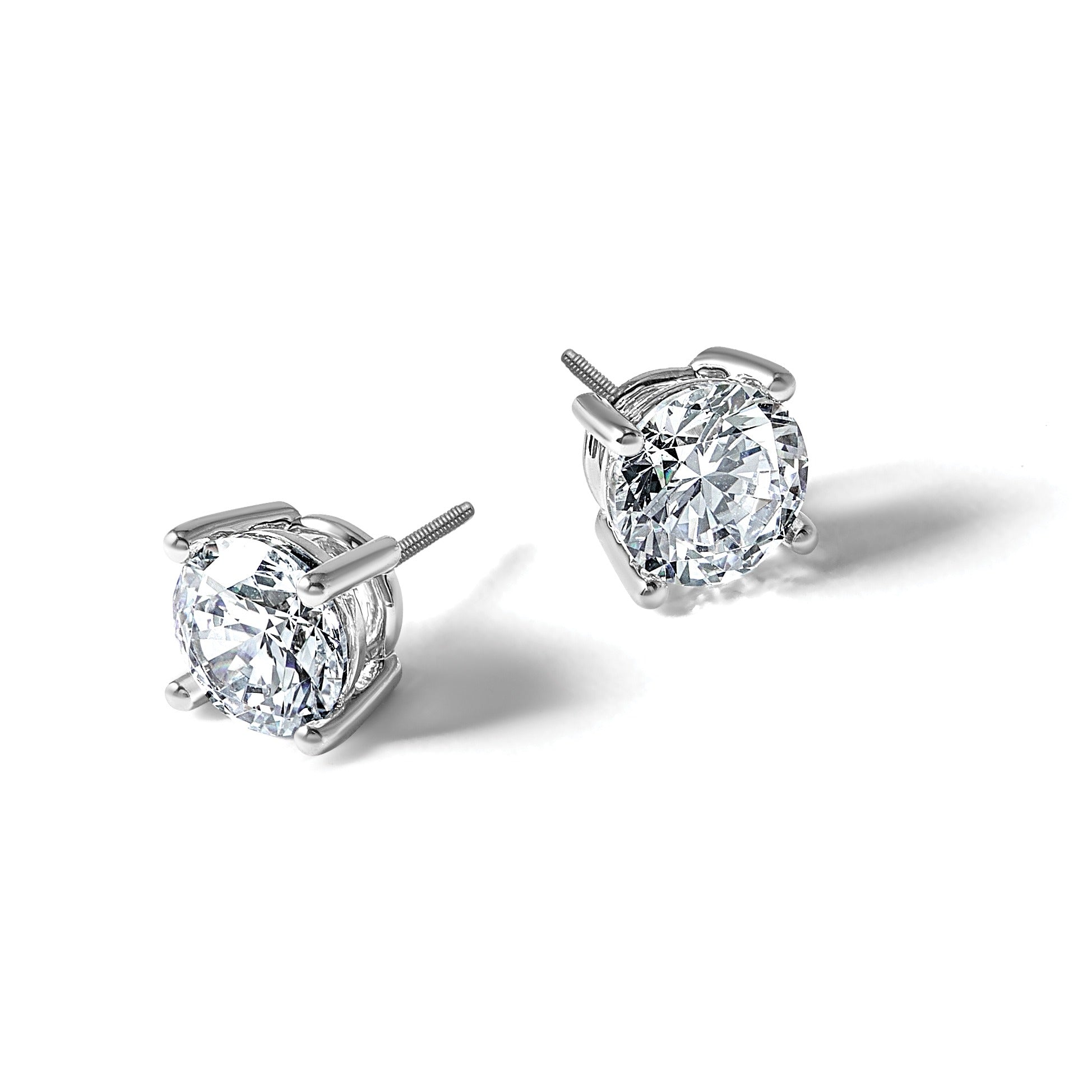 14K White Gold Round Shaped Lab Diamond Stud Earrings